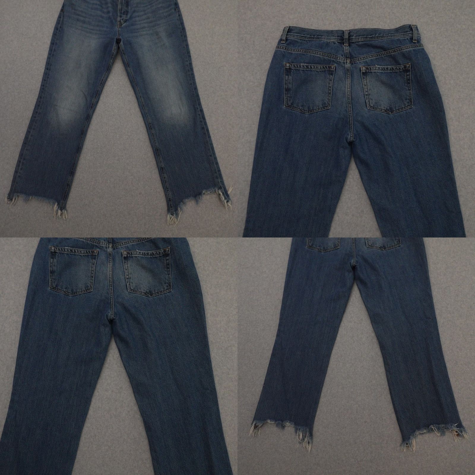 Vintage We The Free Womens Jeans 29 (29X27) Wide-Leg Baggy Fray Hem Blue Stripe Size 29" - 9 Thumbnail
