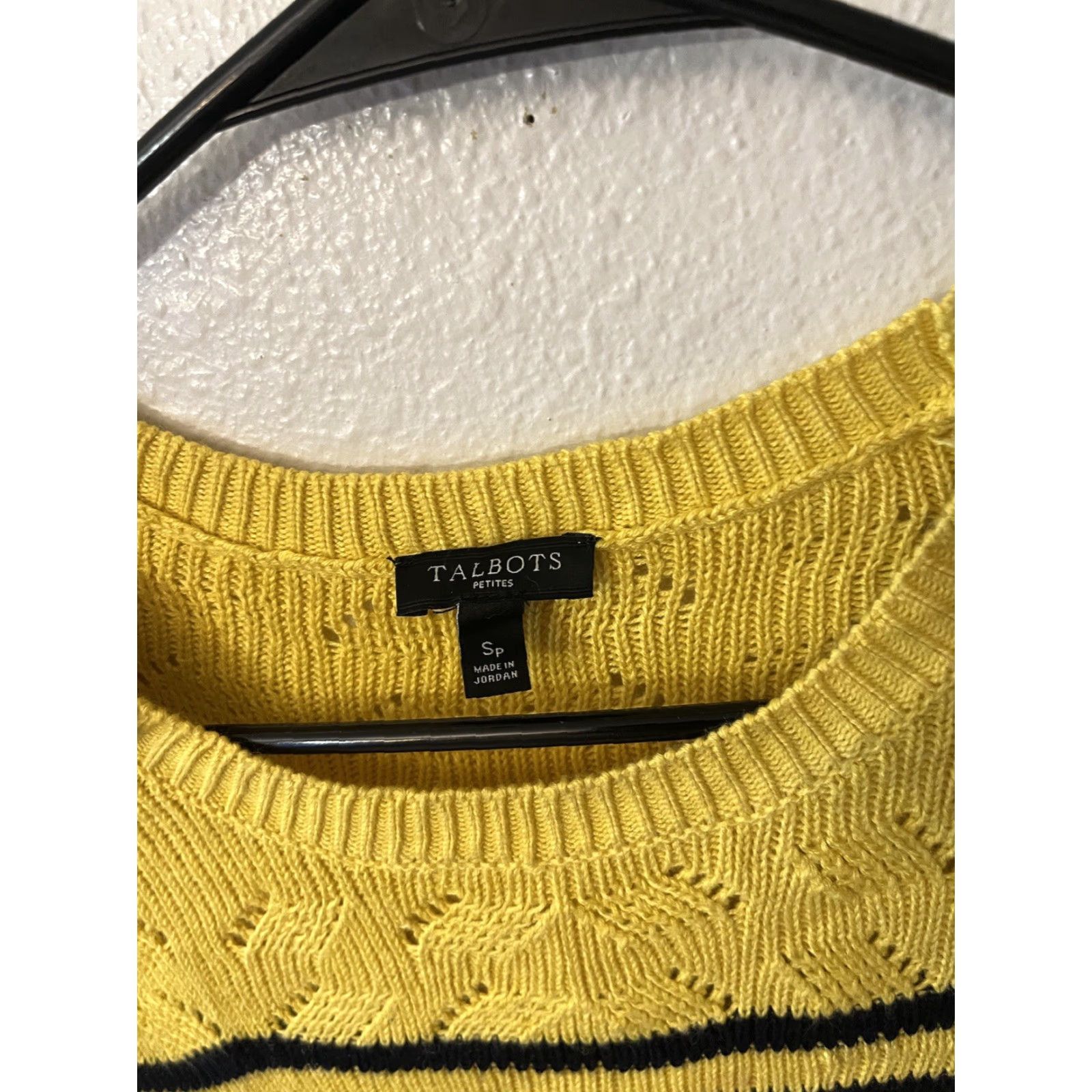 Talbots Talbots Women’s Sweater Knit Pointelle Button Shoulder Yellow Size PS Pullover Knit Crew Neck Casual, Party/Cocktail, Travel Womens Size S / US 4 / IT 40 - 3 Thumbnail