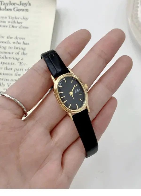 Jewelry Leather Strap Oval Dial Wristwatch, Classic Style Size ONE SIZE - 1 Thumbnail