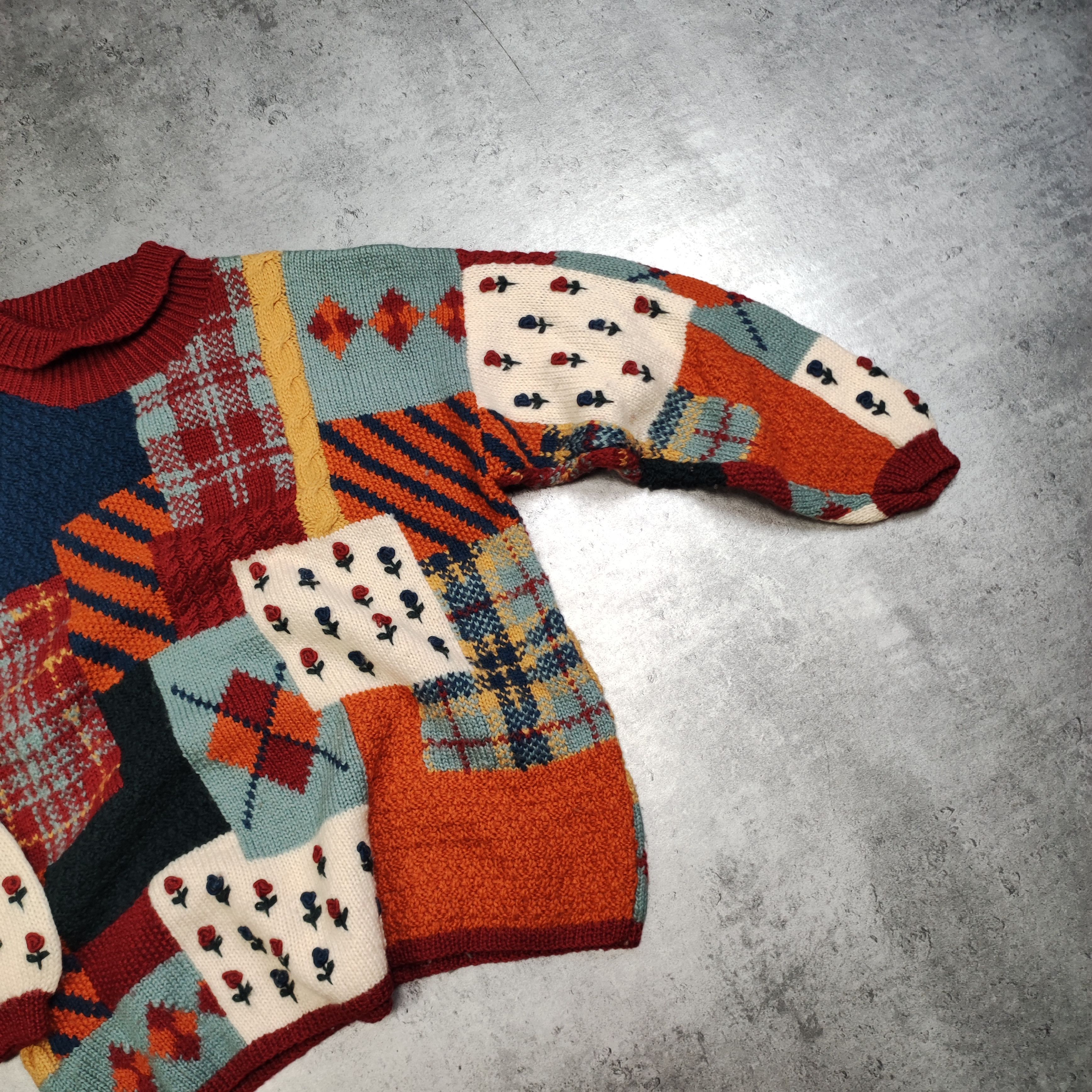 Vintage Vintage RARE 90s Avant Garde Hand Made Wool Knit Sweater Size US M / EU 48-50 / 2 - 5 Thumbnail