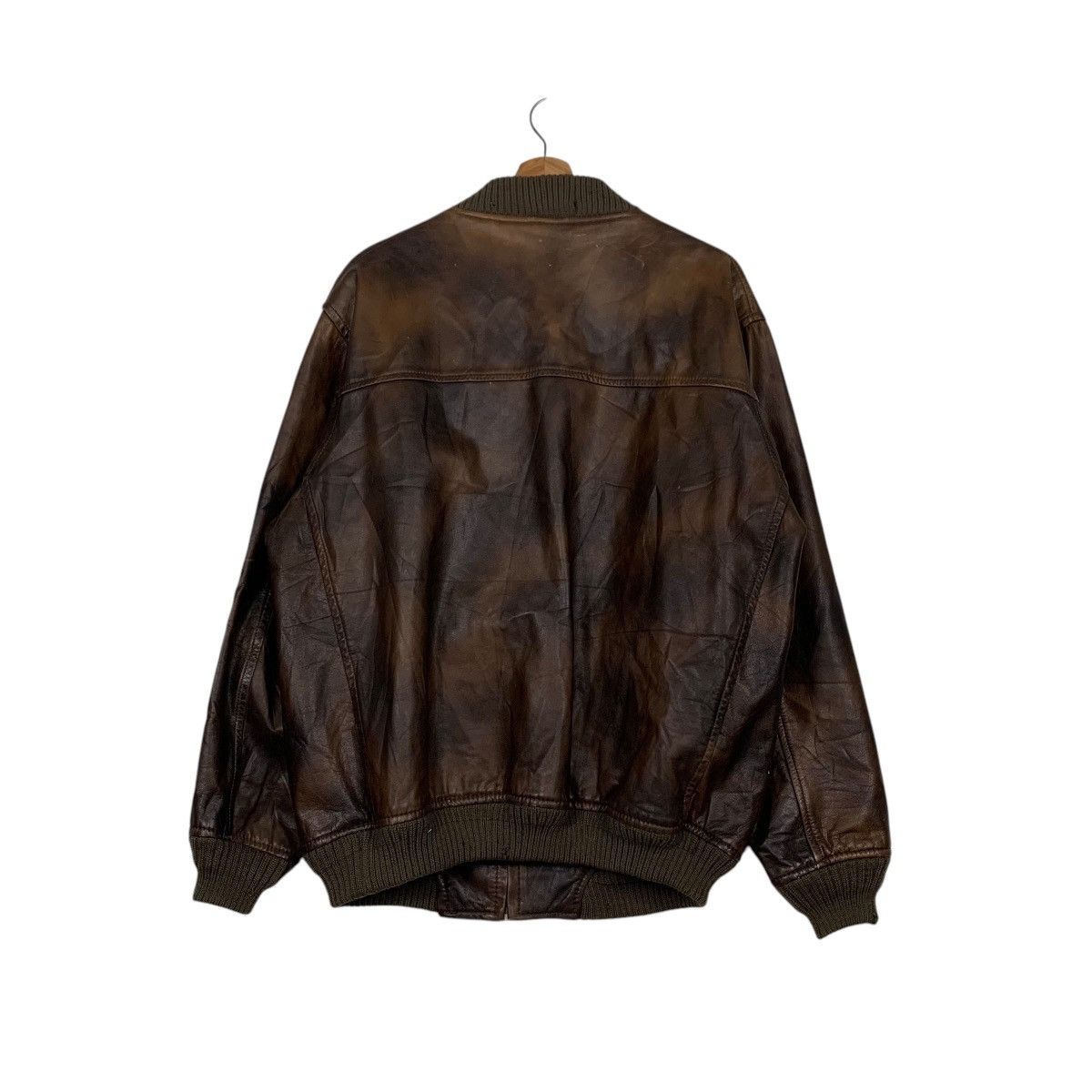 Japanese Brand Vintage HANTS Patina Leather Bomber Jacket #2431-C109 Size US L / EU 52-54 / 3 - 7 Thumbnail
