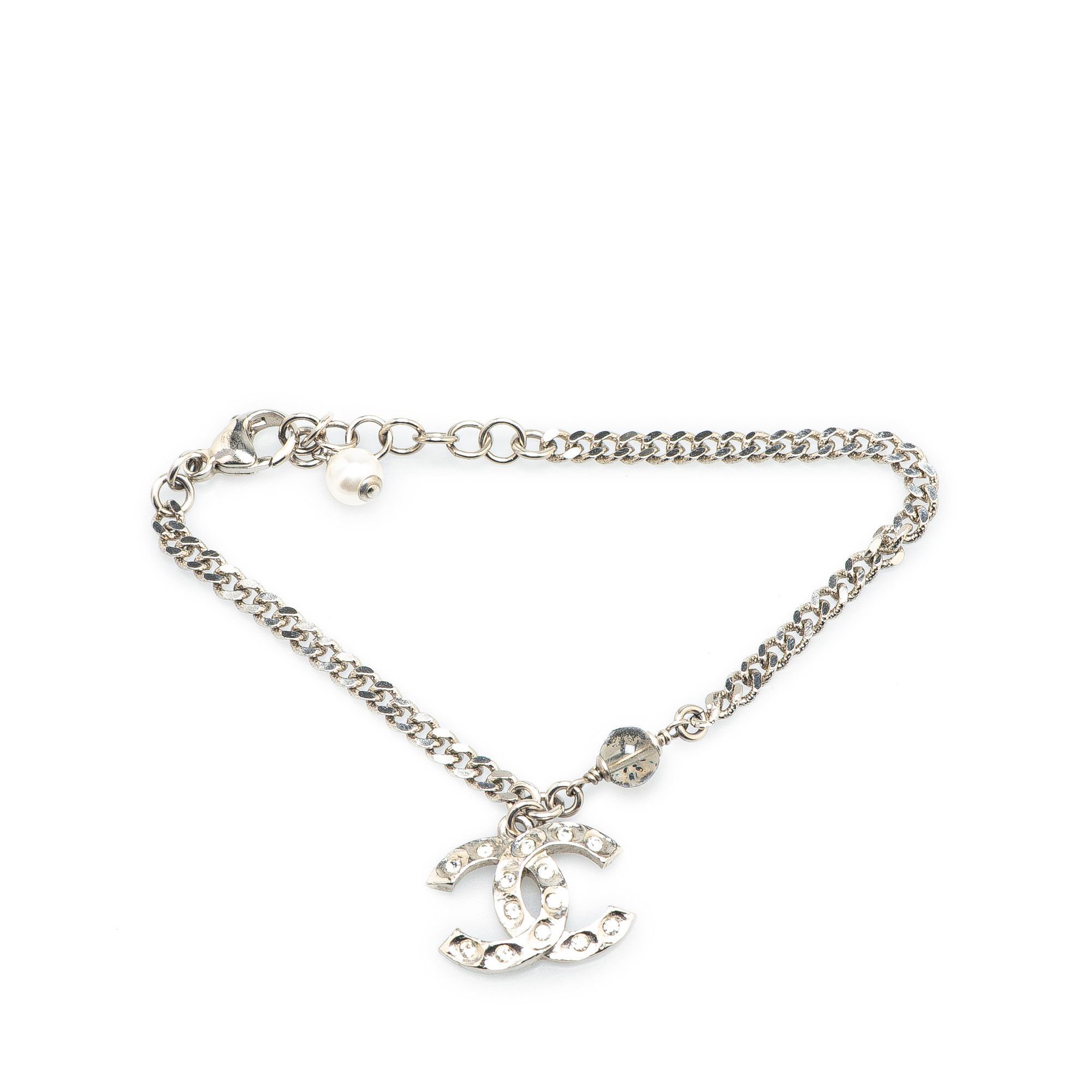 Chanel Chanel Silver CC Rhinestones Charms Bracelet Size ONE SIZE - 1 Thumbnail