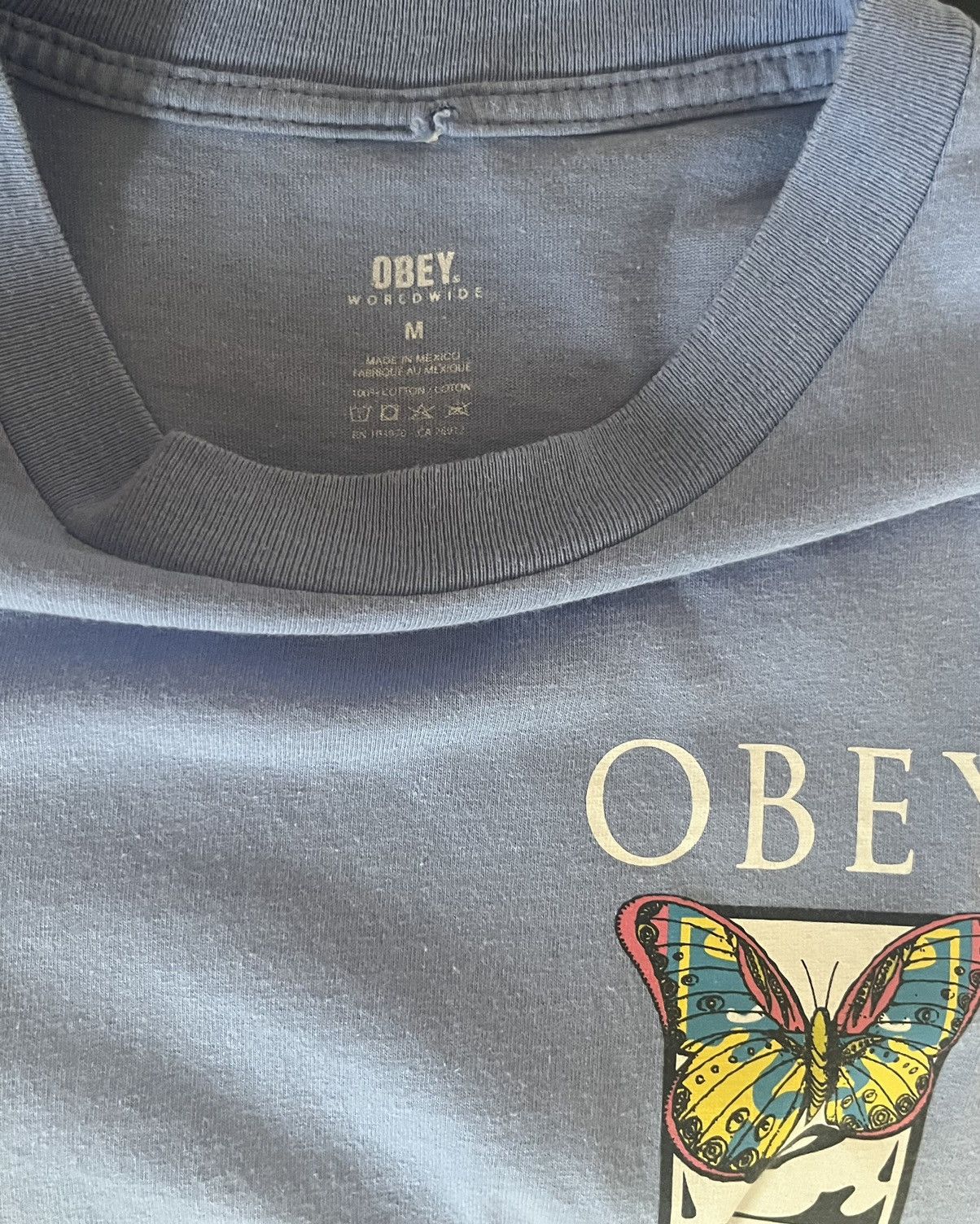 Obey Obey Graphic Butterfly Vision T-Shirt Blue Size Medium Size US M / EU 48-50 / 2 - 3 Thumbnail