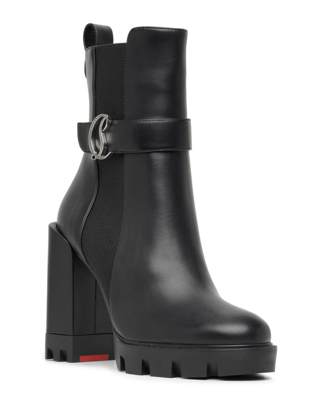 Christian Louboutin CL Chelsea Lug 100 Black Leather Ankle Block Heel Boot 41 Size US 11 / IT 41 - 8 Thumbnail