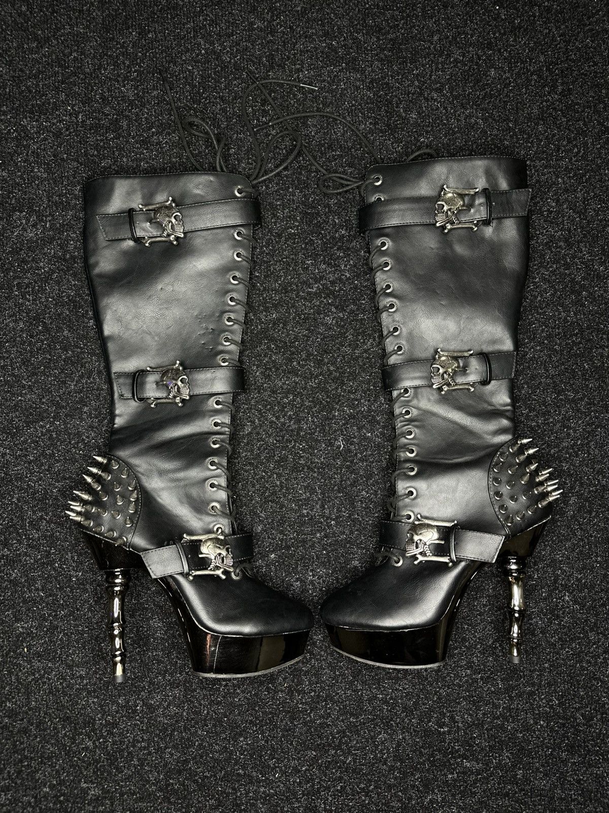 Demonia Cult Demonia Muerto Gothic Spiked Platform Boots Knee High Black Size US 10 / IT 40 - 2 Thumbnail