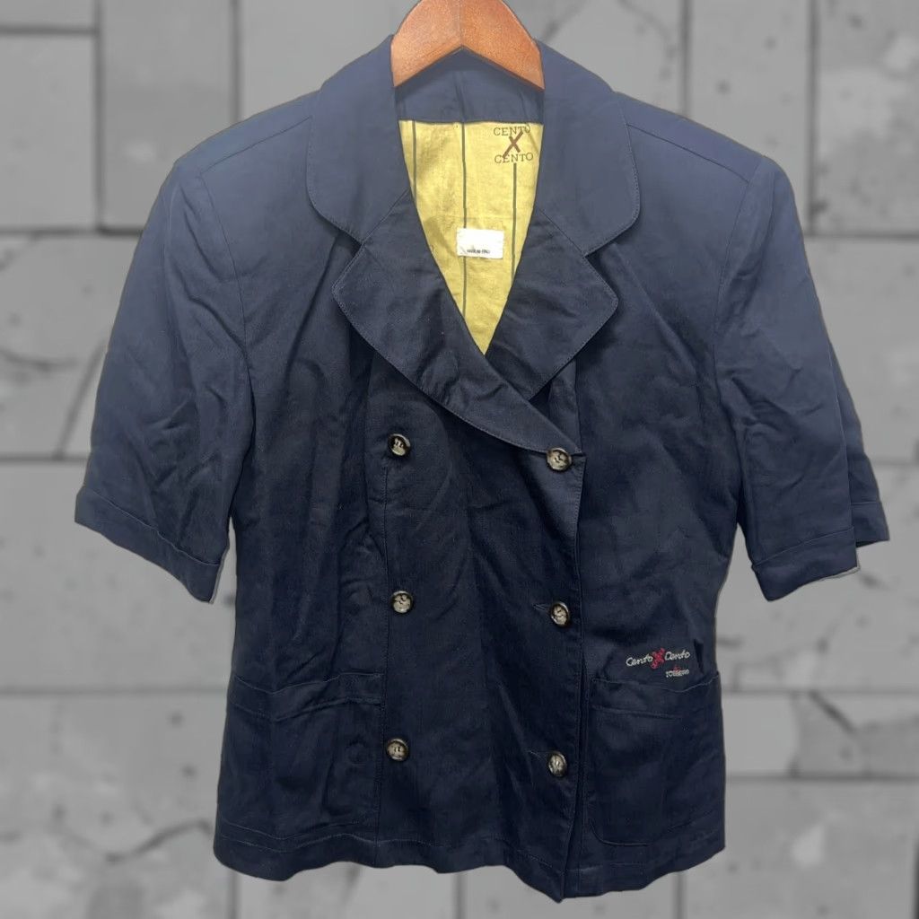 Vintage VINTAGE Cento Blazer Womens Small 18" Pit to Pit Black Short Sleeve Button-Up Italy Caped? (Not sure) Size S / US 4 / IT 40 - 1 Thumbnail