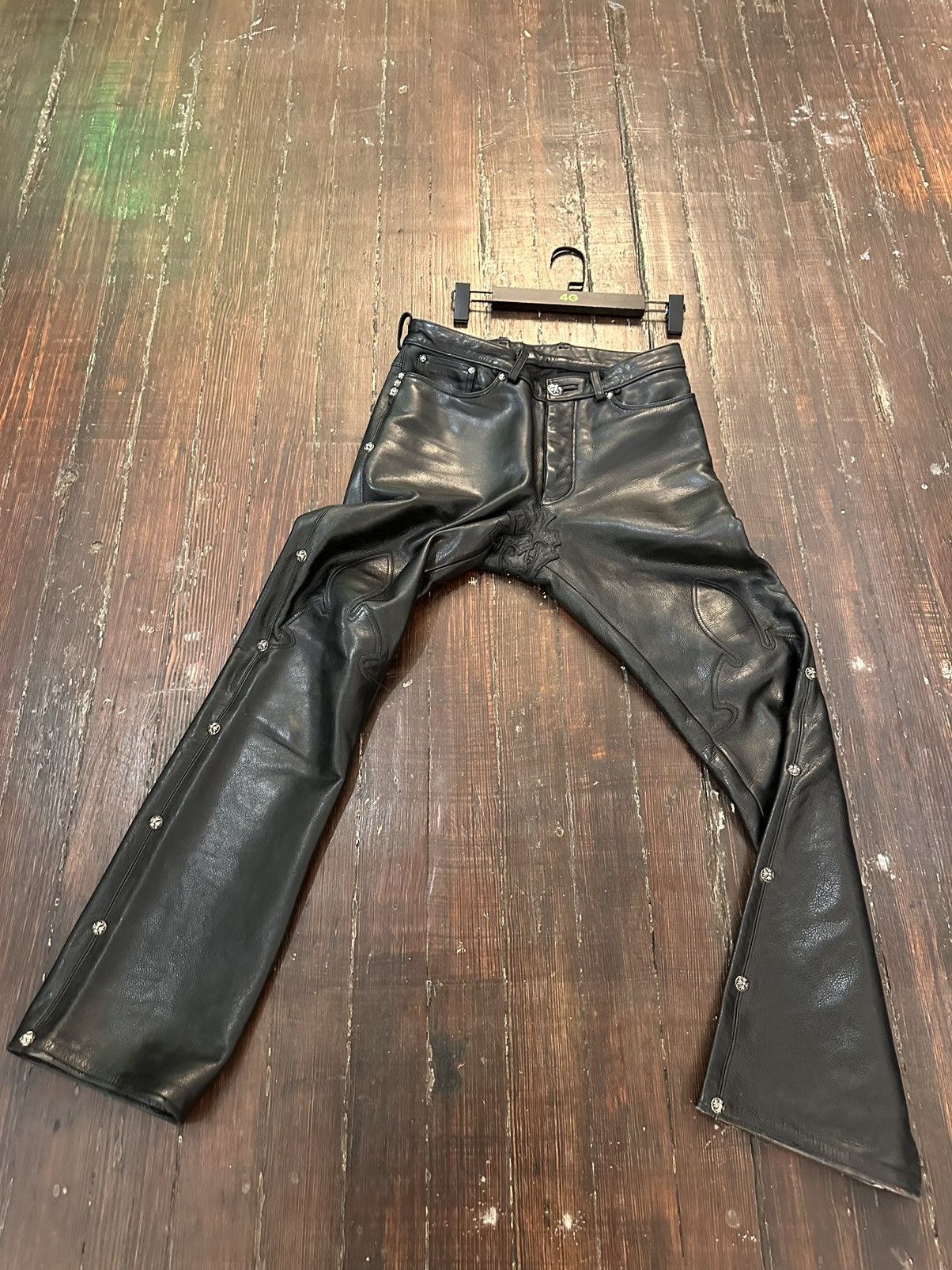 Chrome Hearts CHROME HEARTS CUSTOM STUDDED ROCKSTAR LEATHER JEANS CROSS Size US 30 / EU 46 - 3 Thumbnail