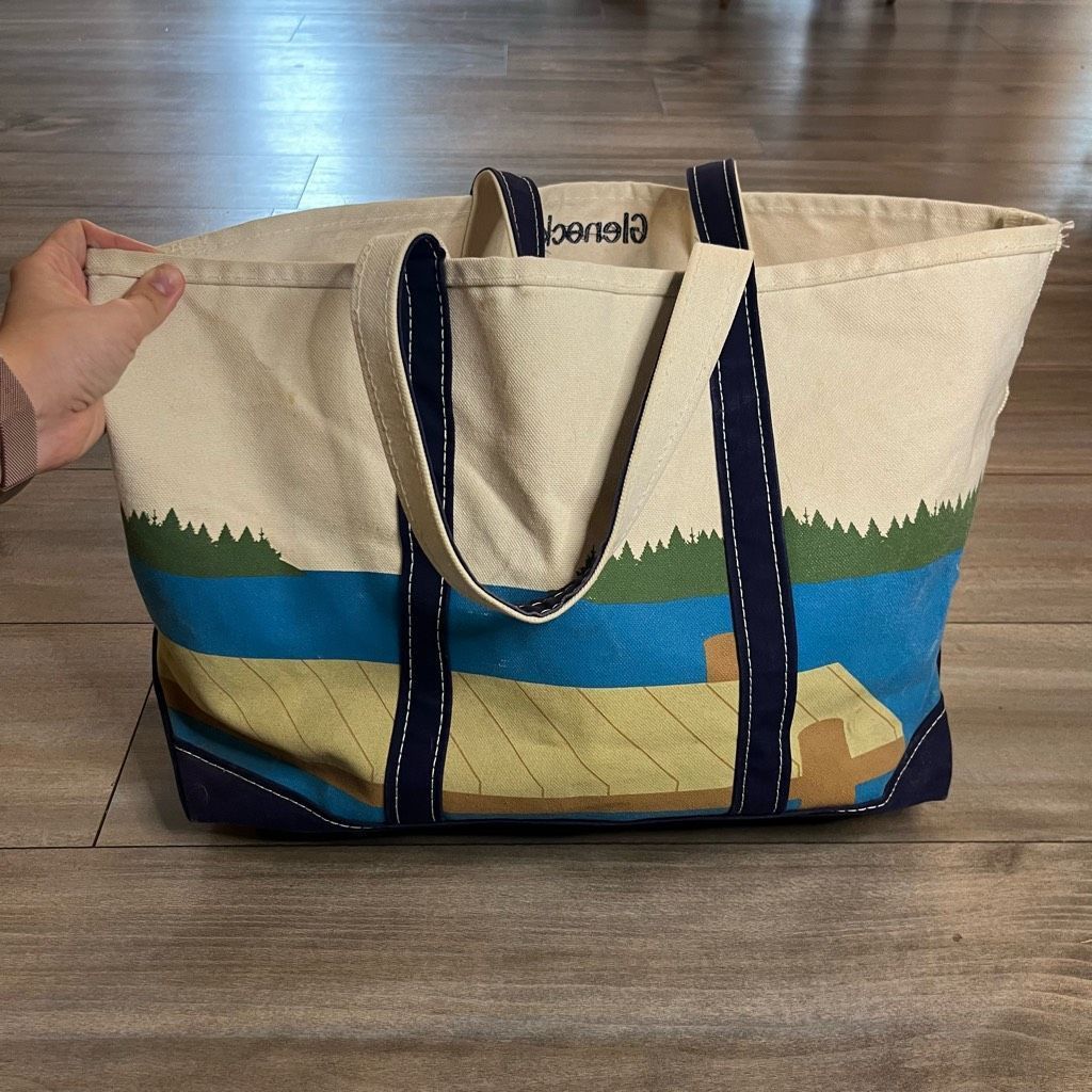 L.L. Bean LL Bean Large Boat & Tote Canvas Beach Bag Dog Chasing Ball Size ONE SIZE - 5 Thumbnail