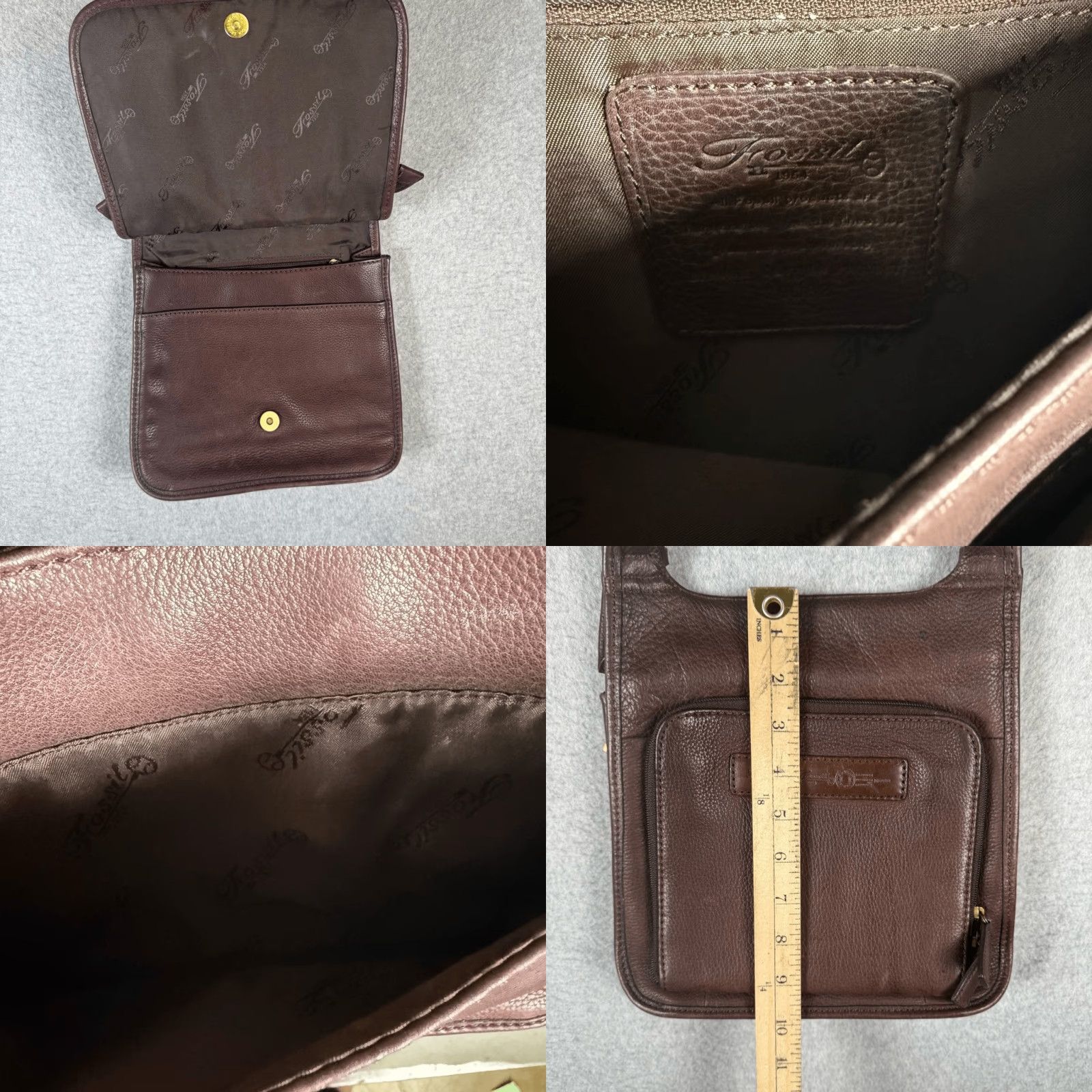 Fossil Fossil Women Crossbody Purse Leather Flap Over Zipper Compartment Brown Medium Brown Leather Womens Crossbody Bag Size ONE SIZE - 8 Thumbnail