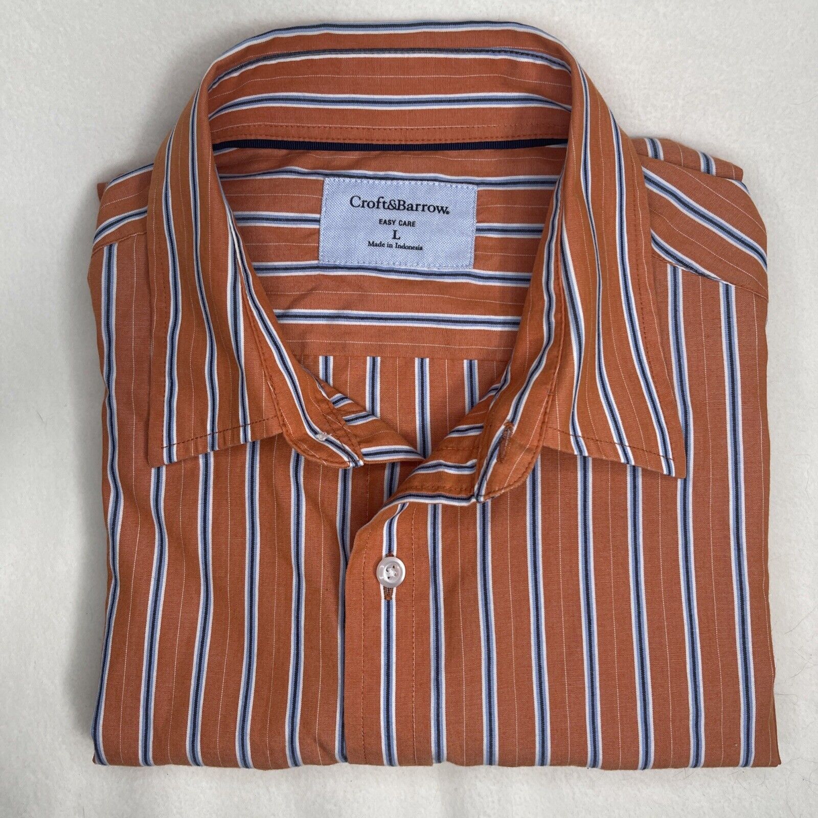 Croft & Barrow Croft and Barrow Men's L Shirt Orange, Blue Button Dwn Size US L / EU 52-54 / 3 - 6 Thumbnail