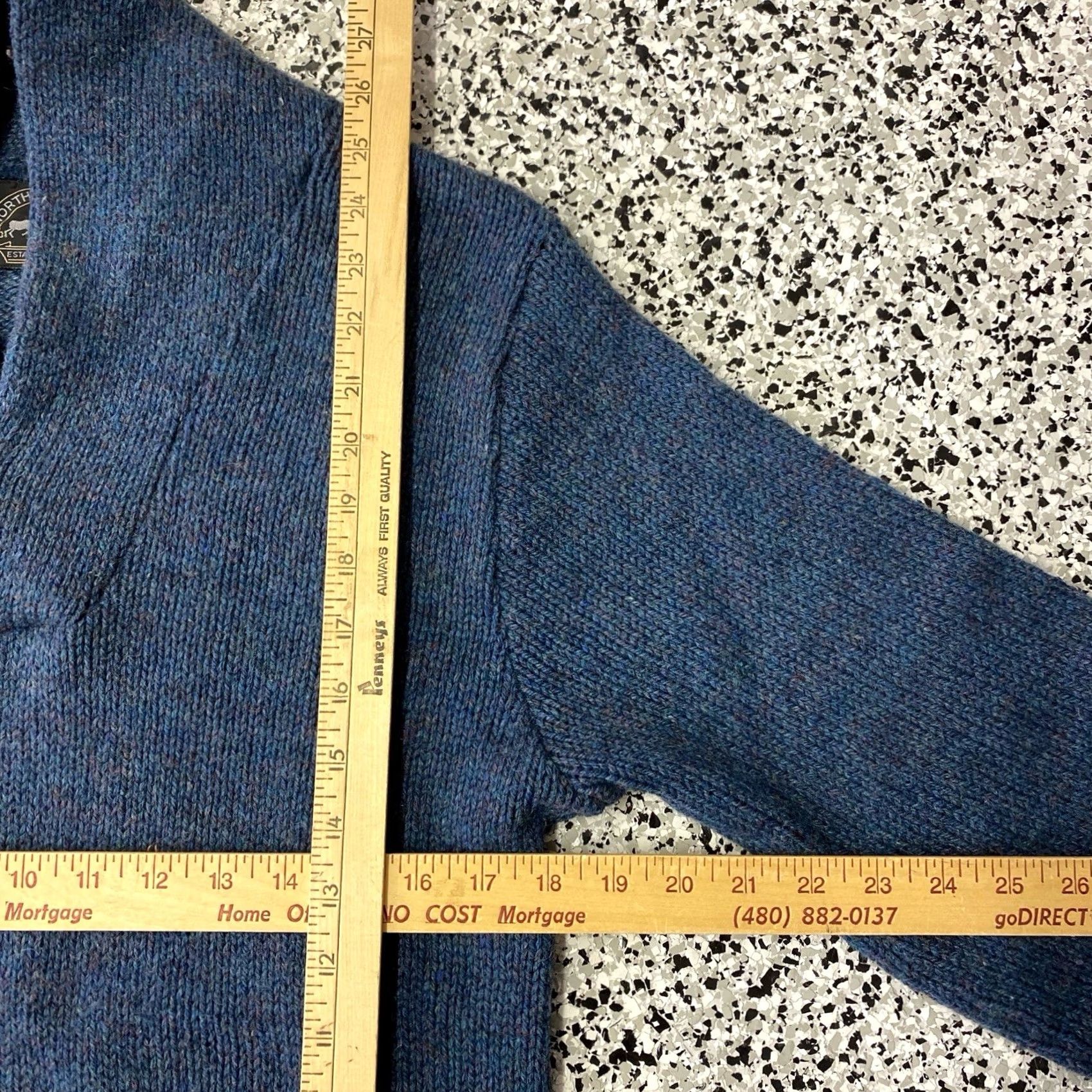Vintage VINTAGE Northern Isles Wool Sweater Cardigan Mountain Blue M Women Long Sleeve Mock Neck Full Zip 80s 90s USA Art style Size M / US 6-8 / IT 42-44 - 2 Thumbnail