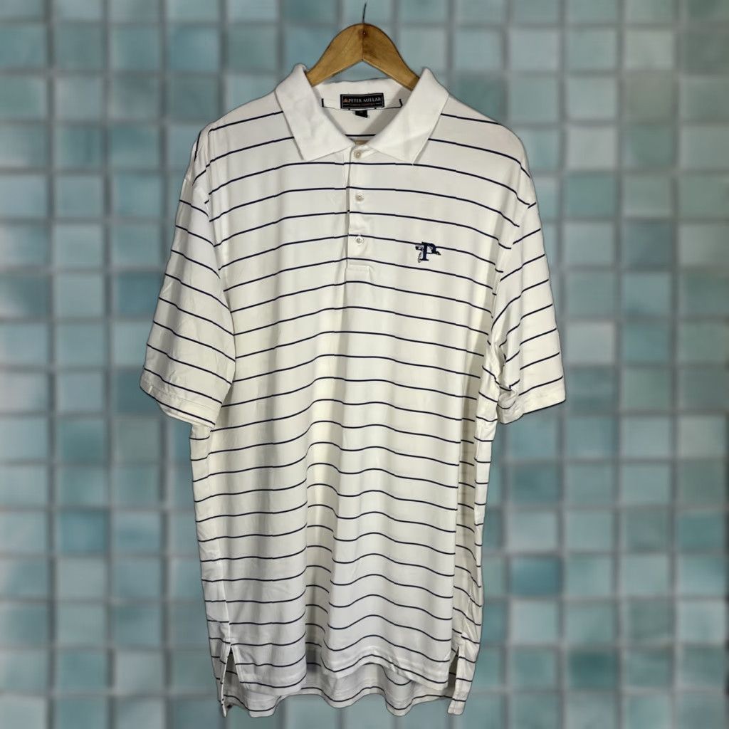 Peter Millar Peter Millar Polo Shirt Mens XL White Stripe Summer Comfort Golf Stretch Casual Size US XL / EU 56 / 4 - 1 Thumbnail