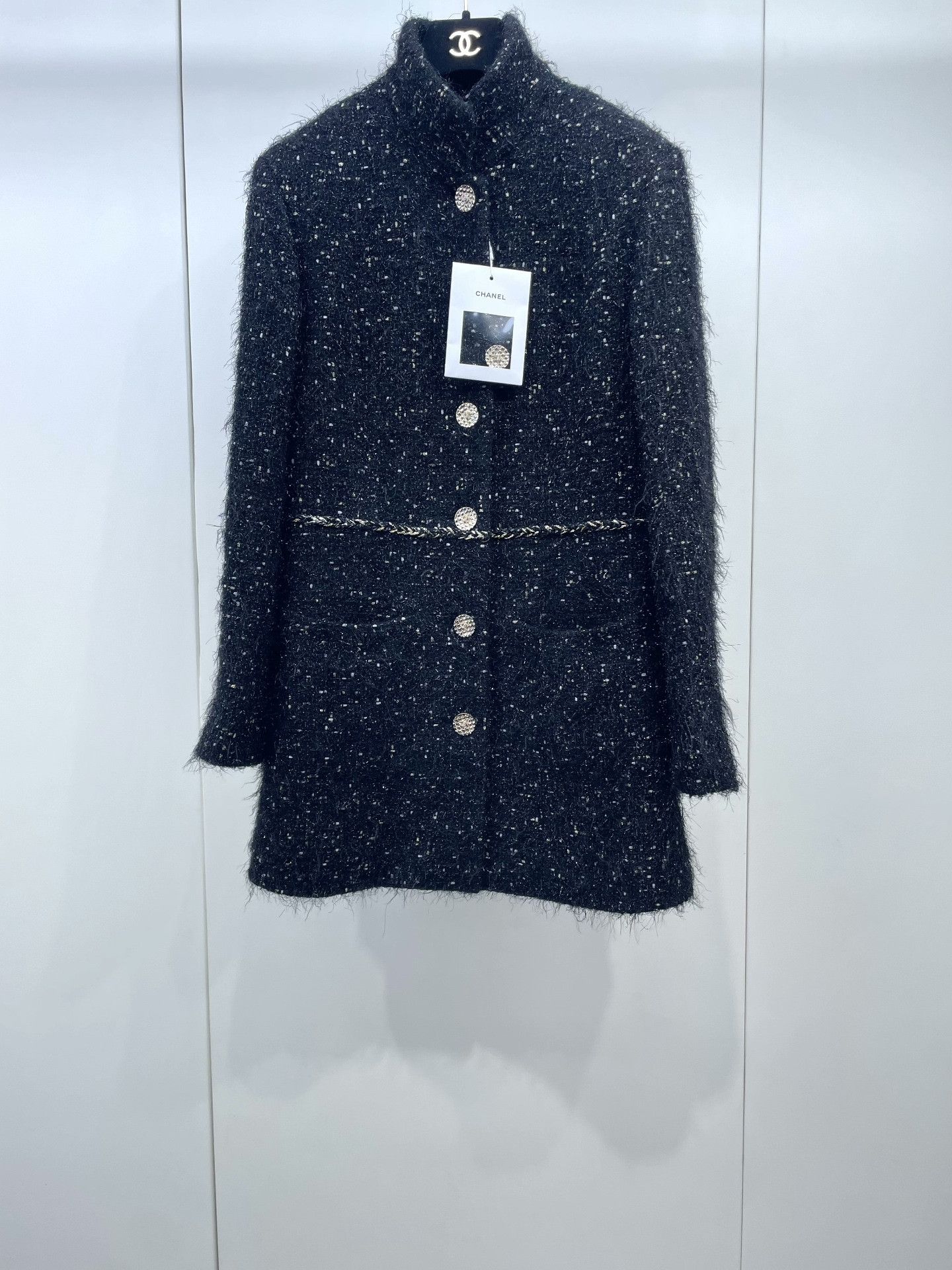Chanel Chanel 22A Black Sparkle Tweed Coat Size S / US 4 / IT 40 - 1 Thumbnail
