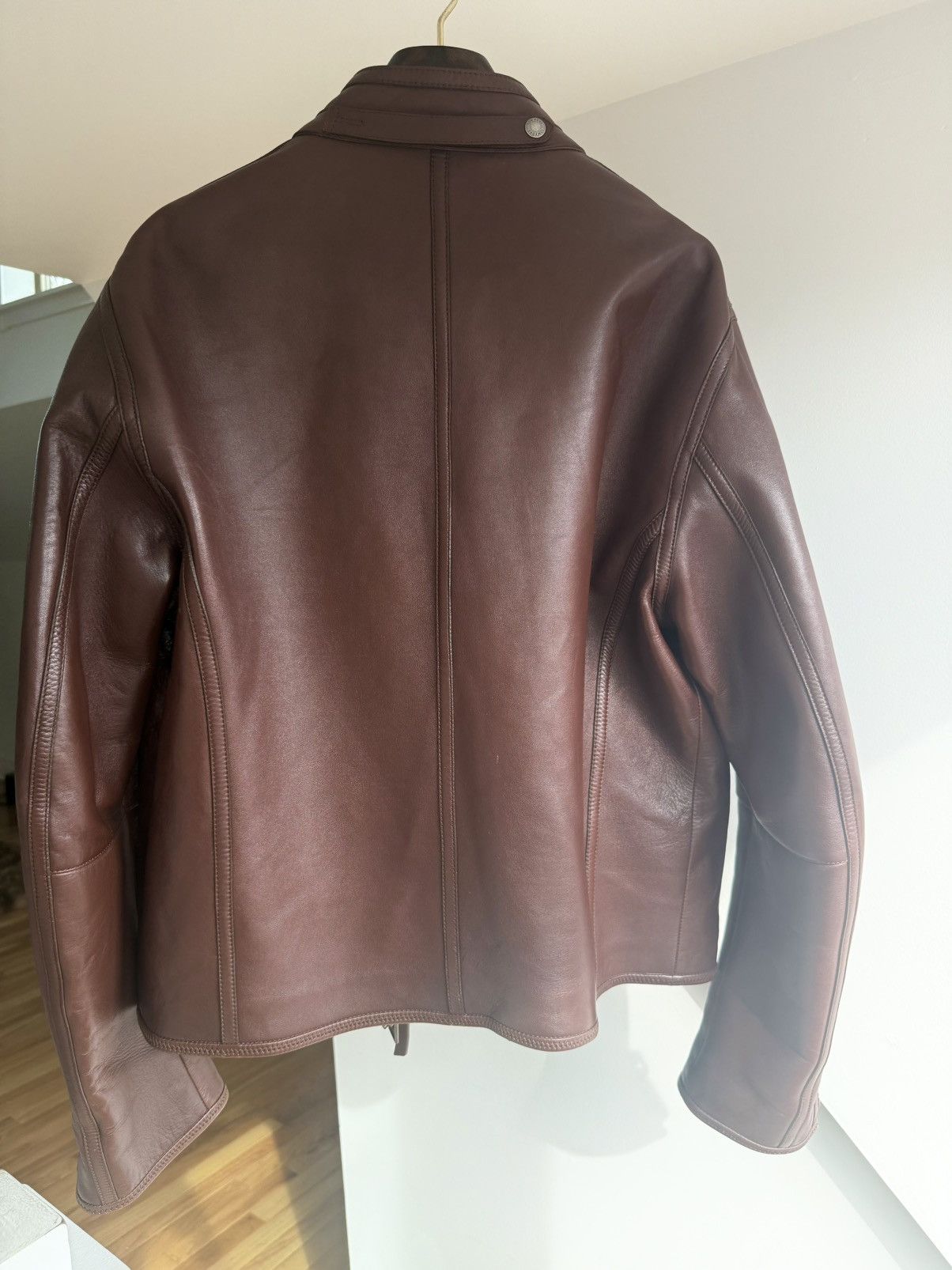 Tom Ford Tom Ford Plongé Leather Racer Jacket TFL717-BU401 Brown Size US XXL / EU 58 / 5 - 13 Thumbnail