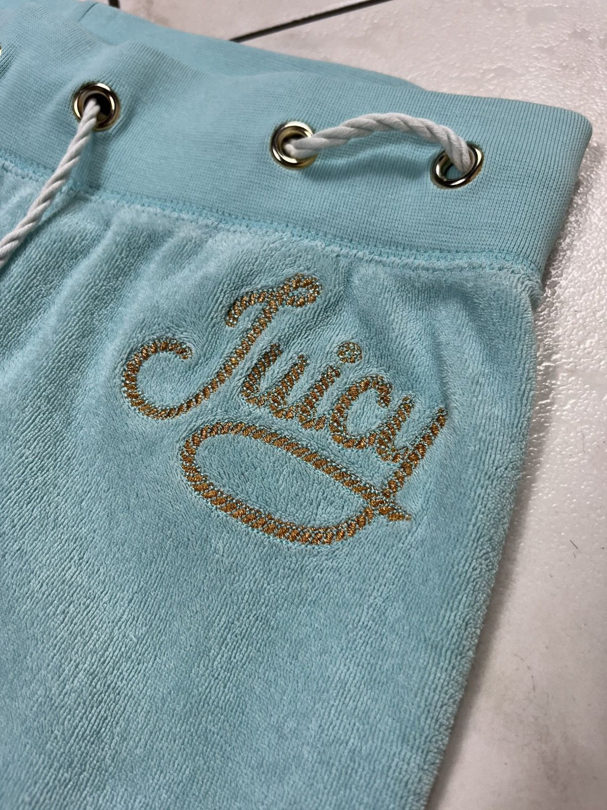 Juicy Couture × Vintage Vintage Juicy Couture Black label y2k velvet pants string Size 26" / US 2 / IT 38 - 9 Thumbnail
