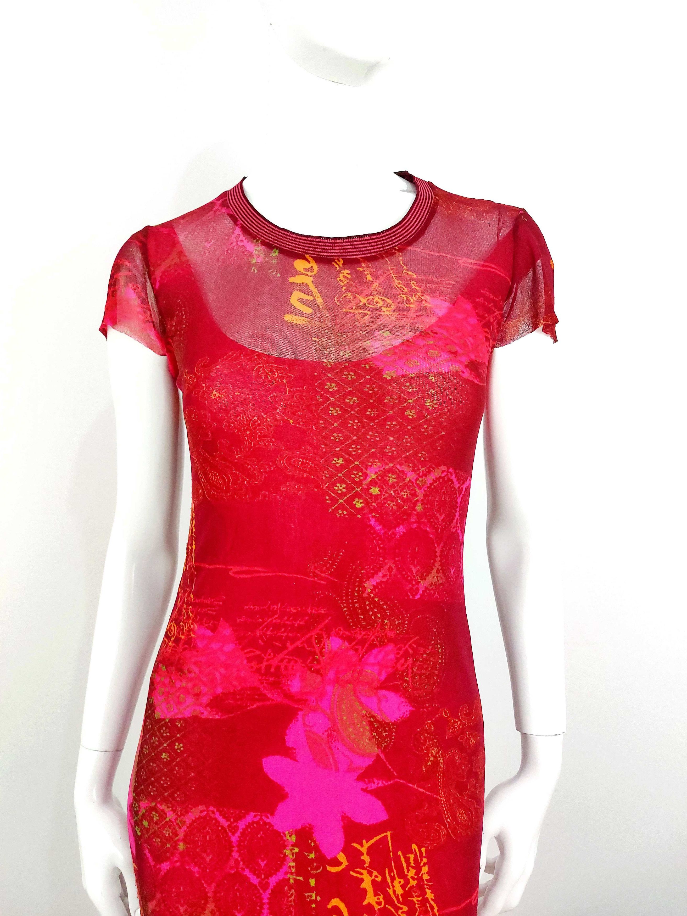 Kenzo Kenzo Jeans Mesh Floral Tattoo Graffiti Sheer Maxi Dress Size L / US 10 / IT 46 - 9 Thumbnail