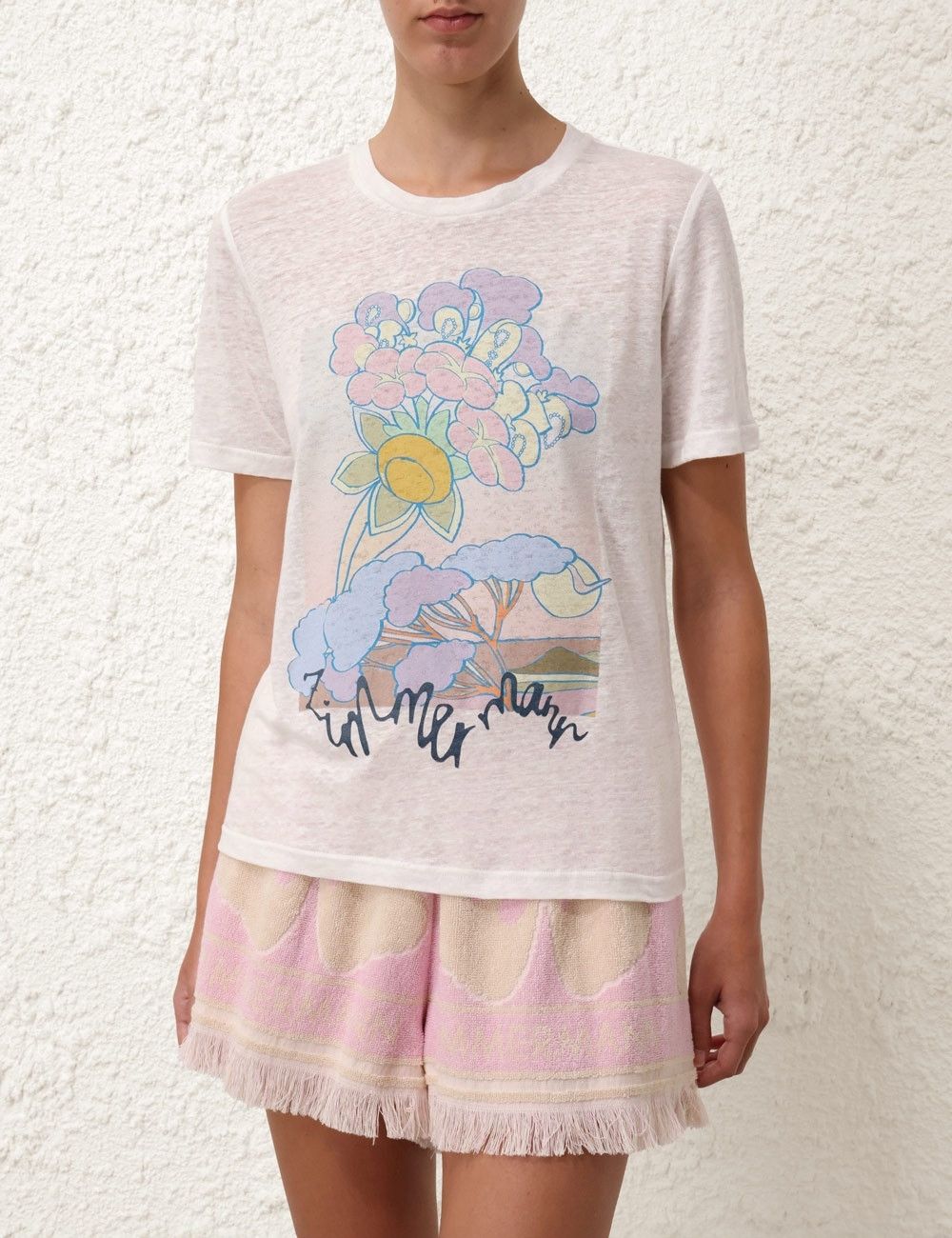 Zimmermann oc11z0525 Pop Printed Straight T-Shirt in Multicolor Size S / US 4 / IT 40 - 2 Thumbnail