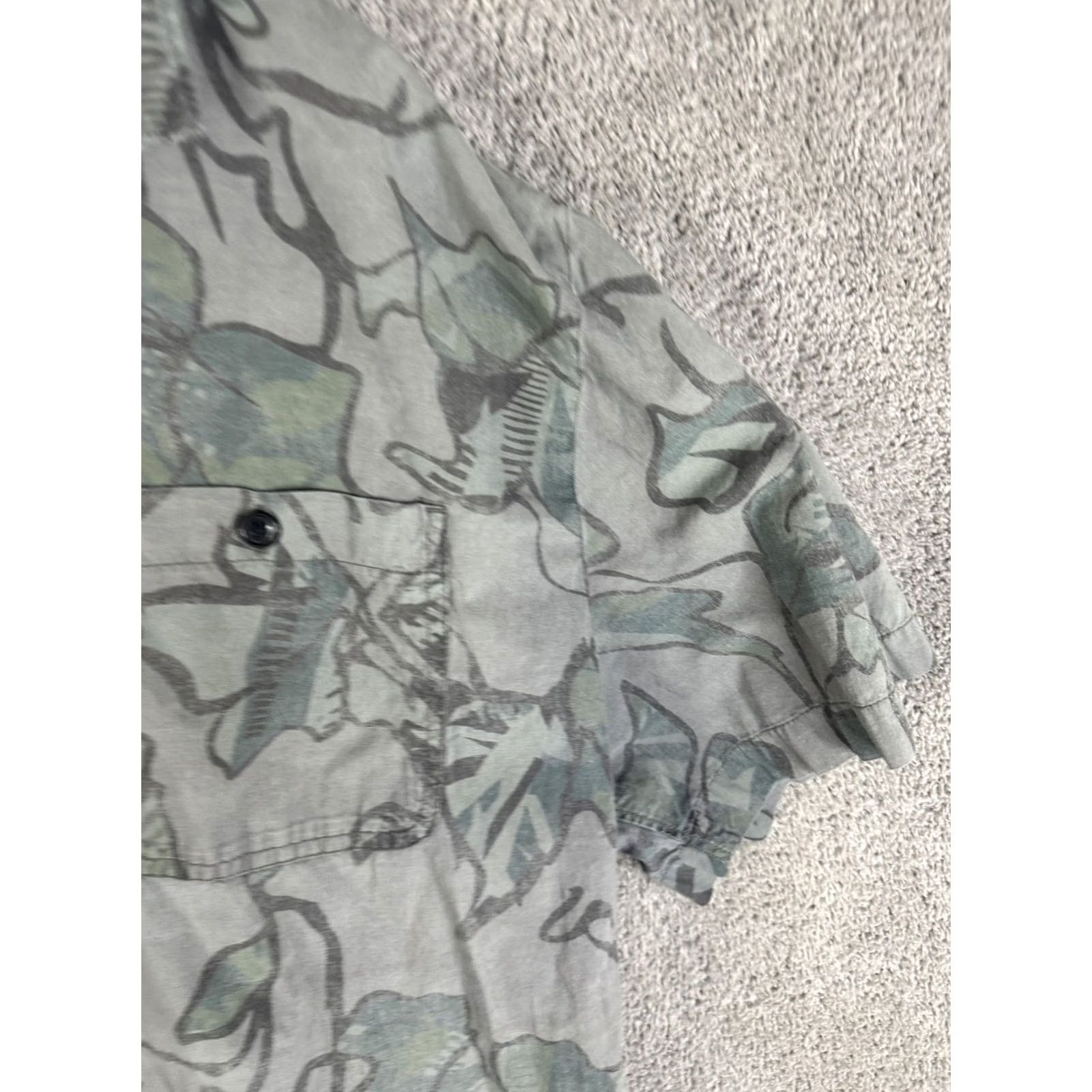 Prana prAna Shirt Mens XL Gray Green Floral Button Up Short Sleeve Lightweight Hiking Size US XL / EU 56 / 4 - 4 Thumbnail