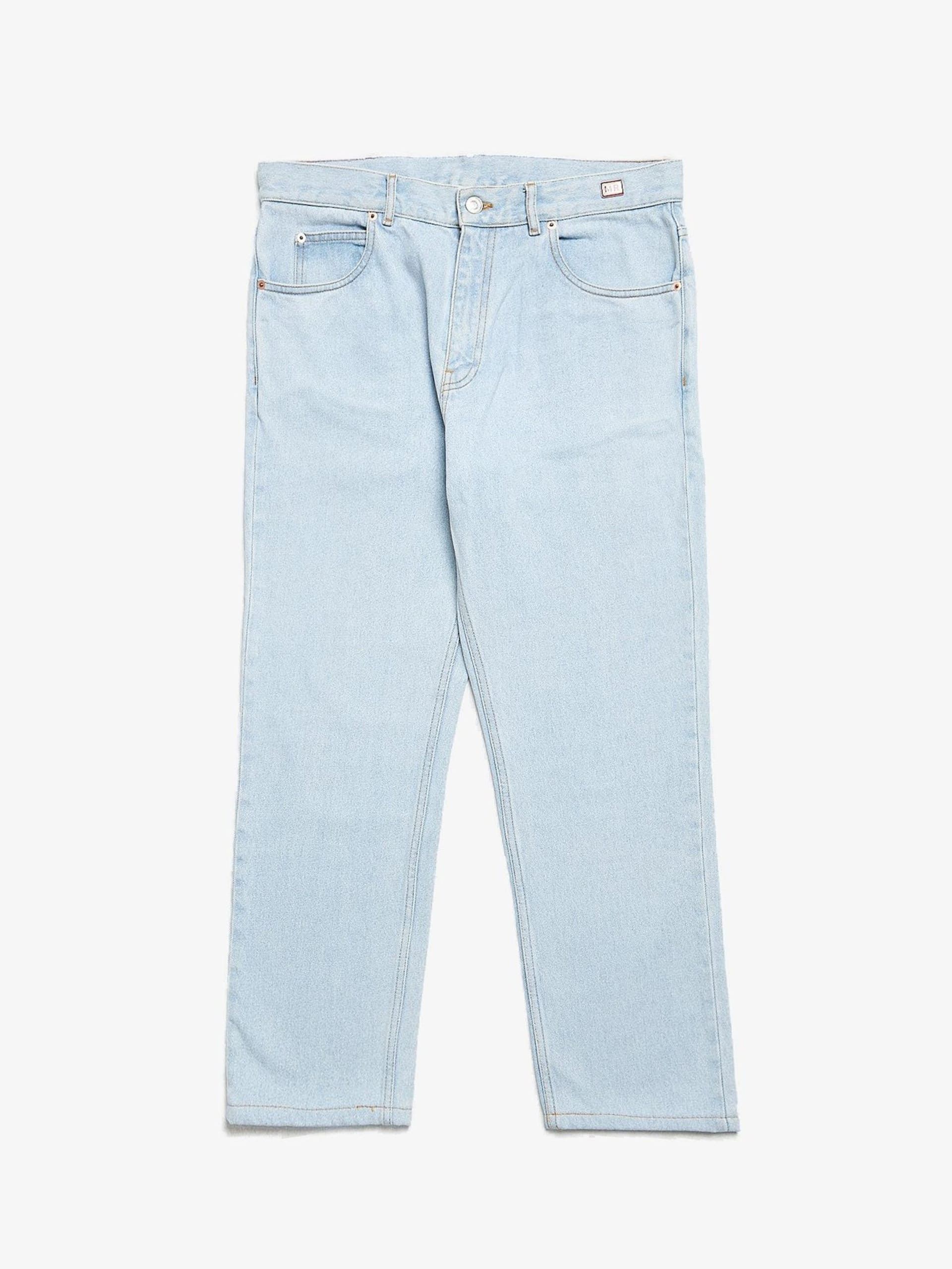 image of Martine Rose Light Blue Orange Seam Detailed Cotton Denim Jeans, Men's (Size 33)