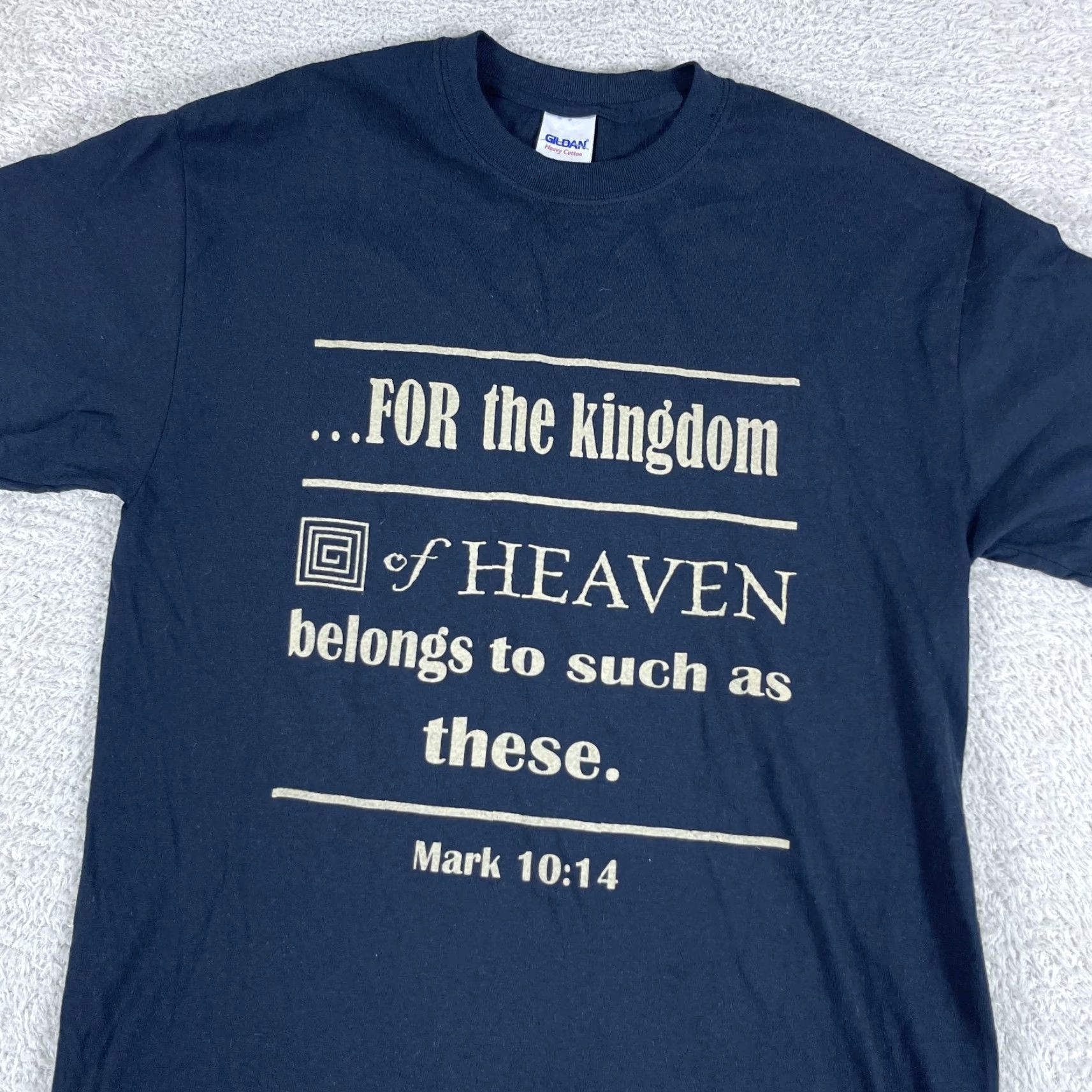 Gildan VINTAGE Jesus Christianity T-Shirt Mens Medium Black Kingdom Heaven Mark 10:14 Shirt M Black Mens T-Shirt Size US M / EU 48-50 / 2 - 2 Thumbnail