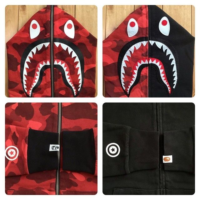 Bape 🔥Reversible🔥 Shark full zip hoodie Red camo a bathing ape Size US L / EU 52-54 / 3 - 6 Thumbnail