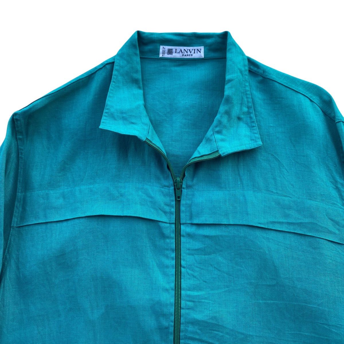 Lanvin ‼️LAST DROP‼️Lanvin Paris Linen Zip Jacket Teal Green Vintage Size US M / EU 48-50 / 2 - 8 Thumbnail