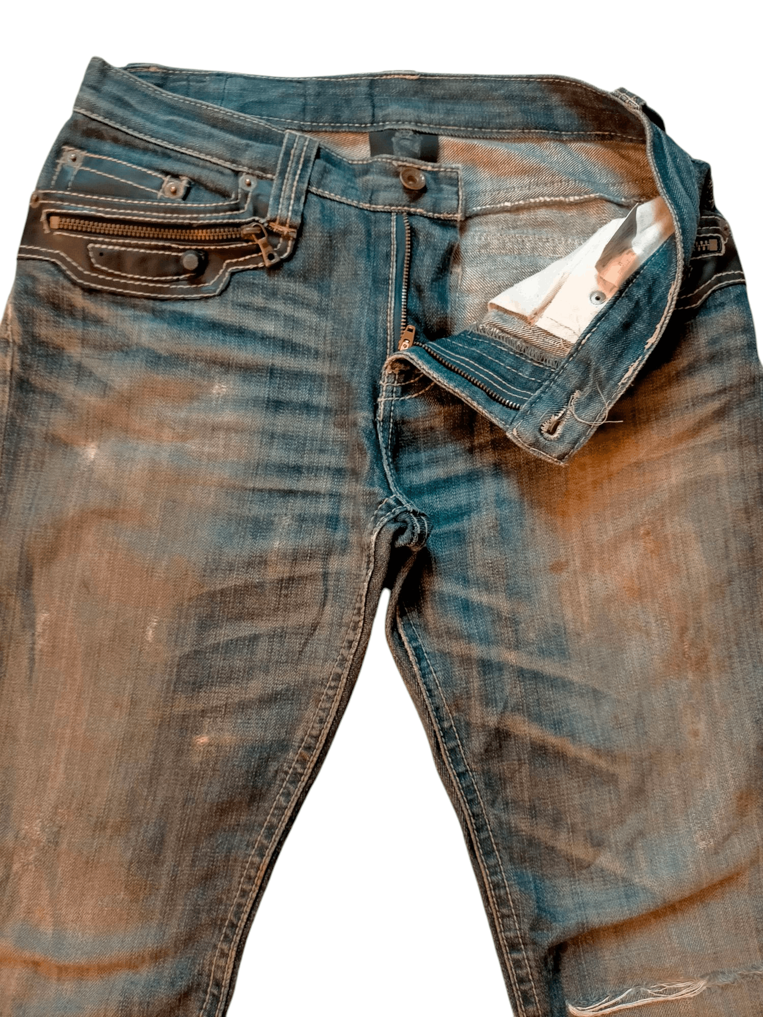 If Six Was Nine × Japanese Brand Flare Jeans Semantic Design Leather pocket Boot cut Denim Size US 31 - 6 Thumbnail