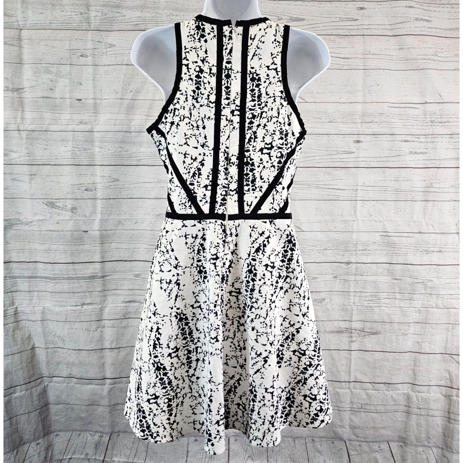 Parker Parker Womens Printed Dress Sz Large Black White Sleeveless Cotton Blend - Multicolor Colorful Fit & Flare Short Dress Womens L Size L / US 10 / IT 46 - 4 Thumbnail