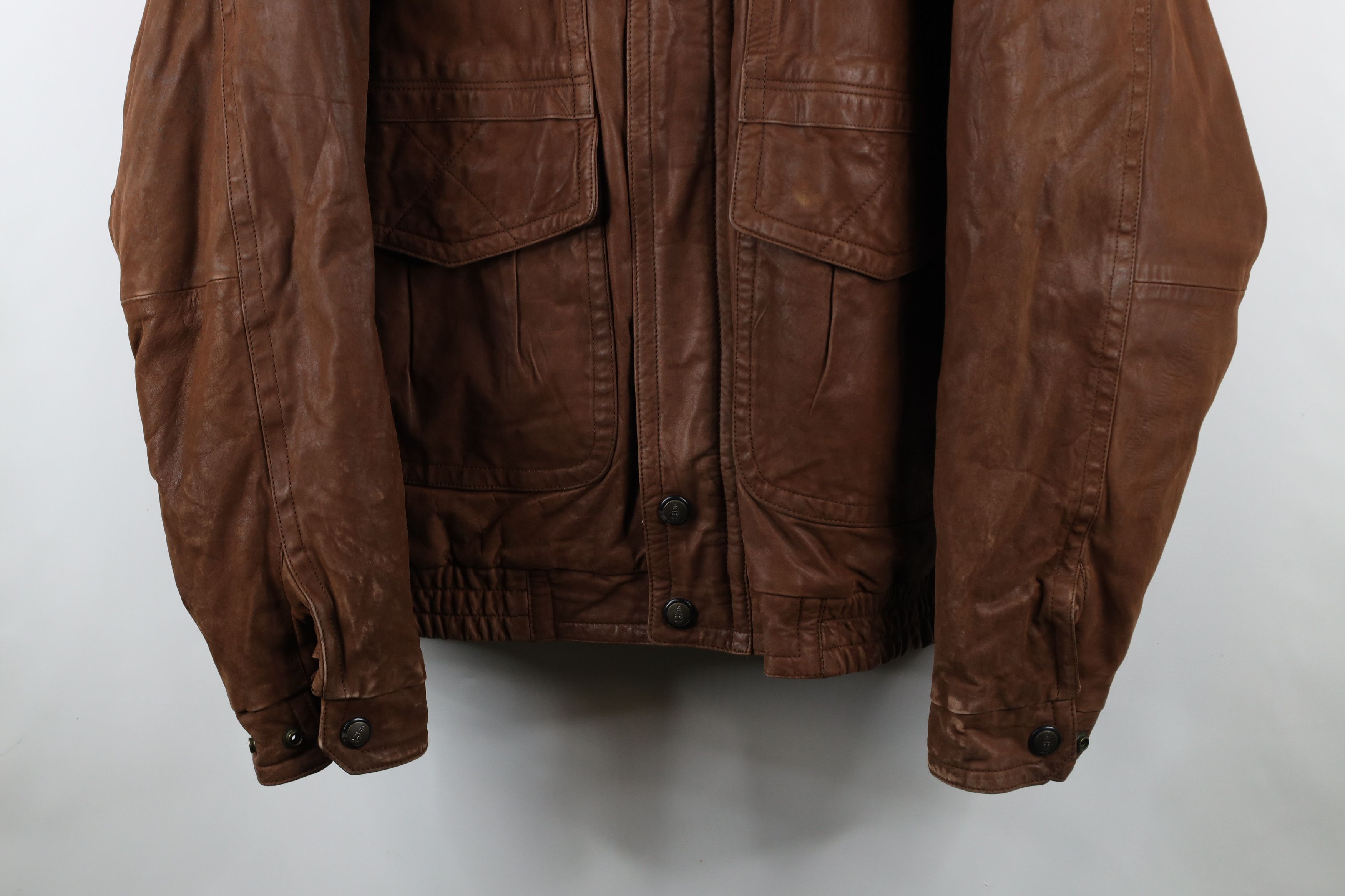 Vintage Vintage 90s Streetwear Quilted Leather Bomber Jacket Brown Size US XXL / EU 58 / 5 - 3 Thumbnail