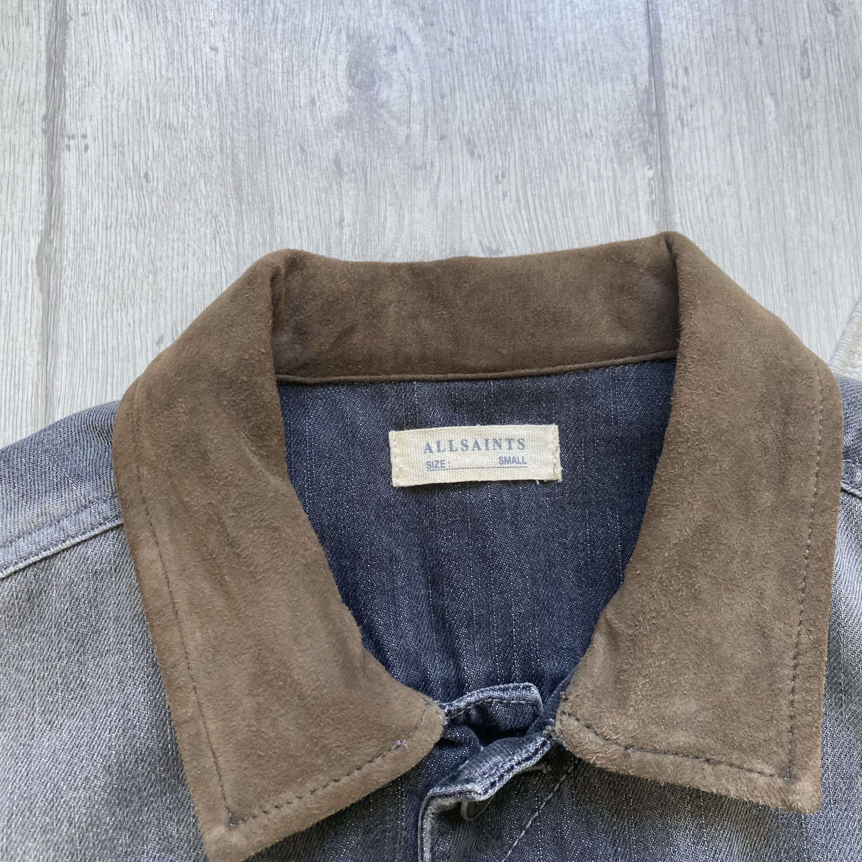 Allsaints ALLSAINTS Denim jacket suede neck Faded Garay Size US S / EU 44-46 / 1 - 4 Thumbnail