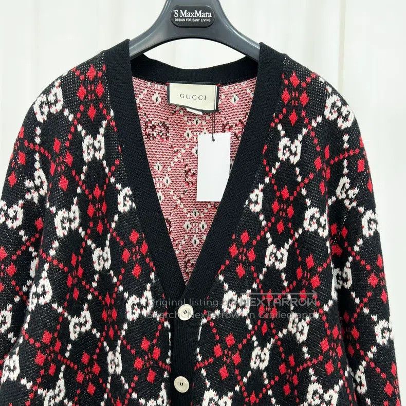 Gucci Gucci Black and red full-print double G old flower knitted Size US XL / EU 56 / 4 - 3 Thumbnail