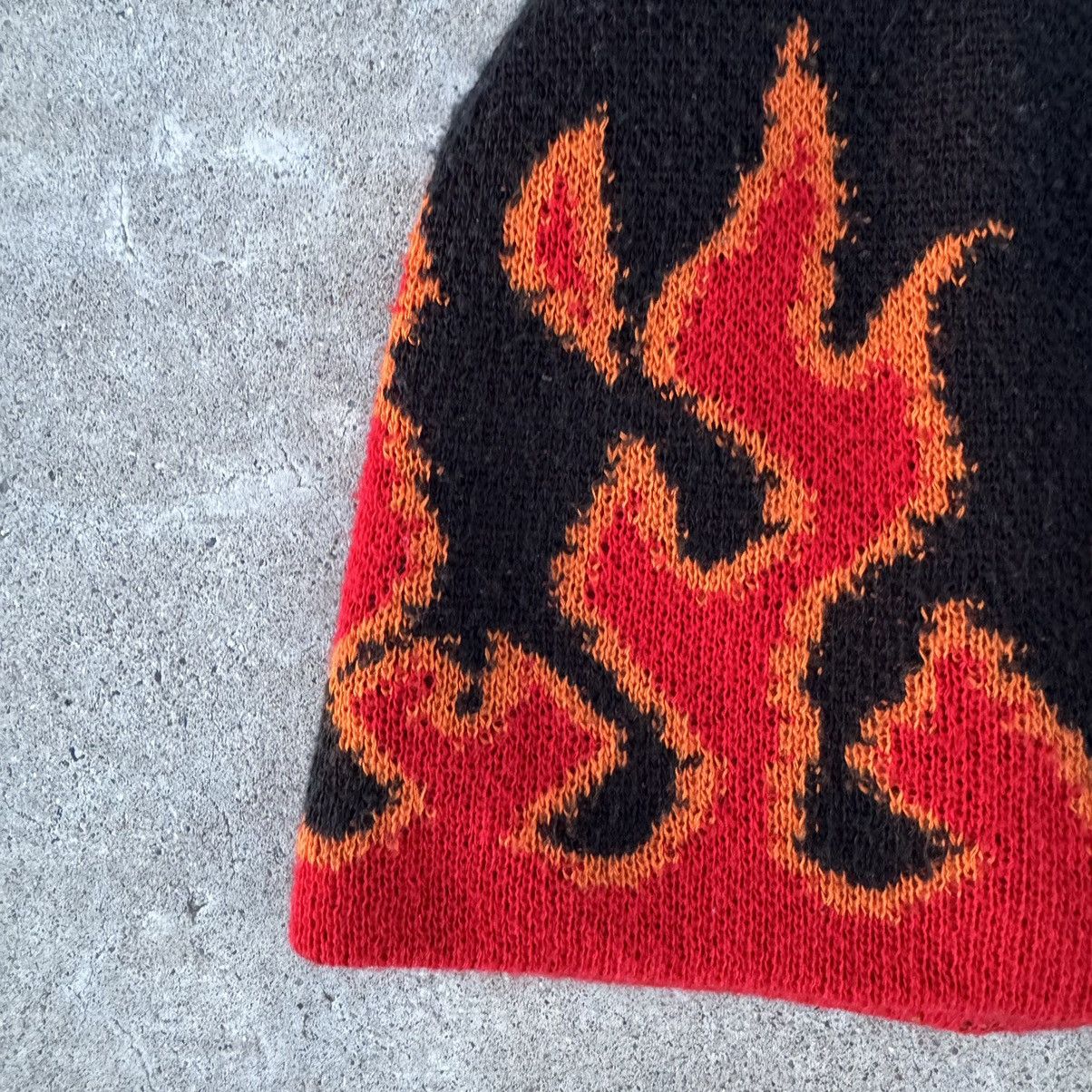 Harley Davidson × JNCO Vintage 90s Made In USA Fire Flame Skull Cap Skater Beanie Size ONE SIZE - 3 Thumbnail