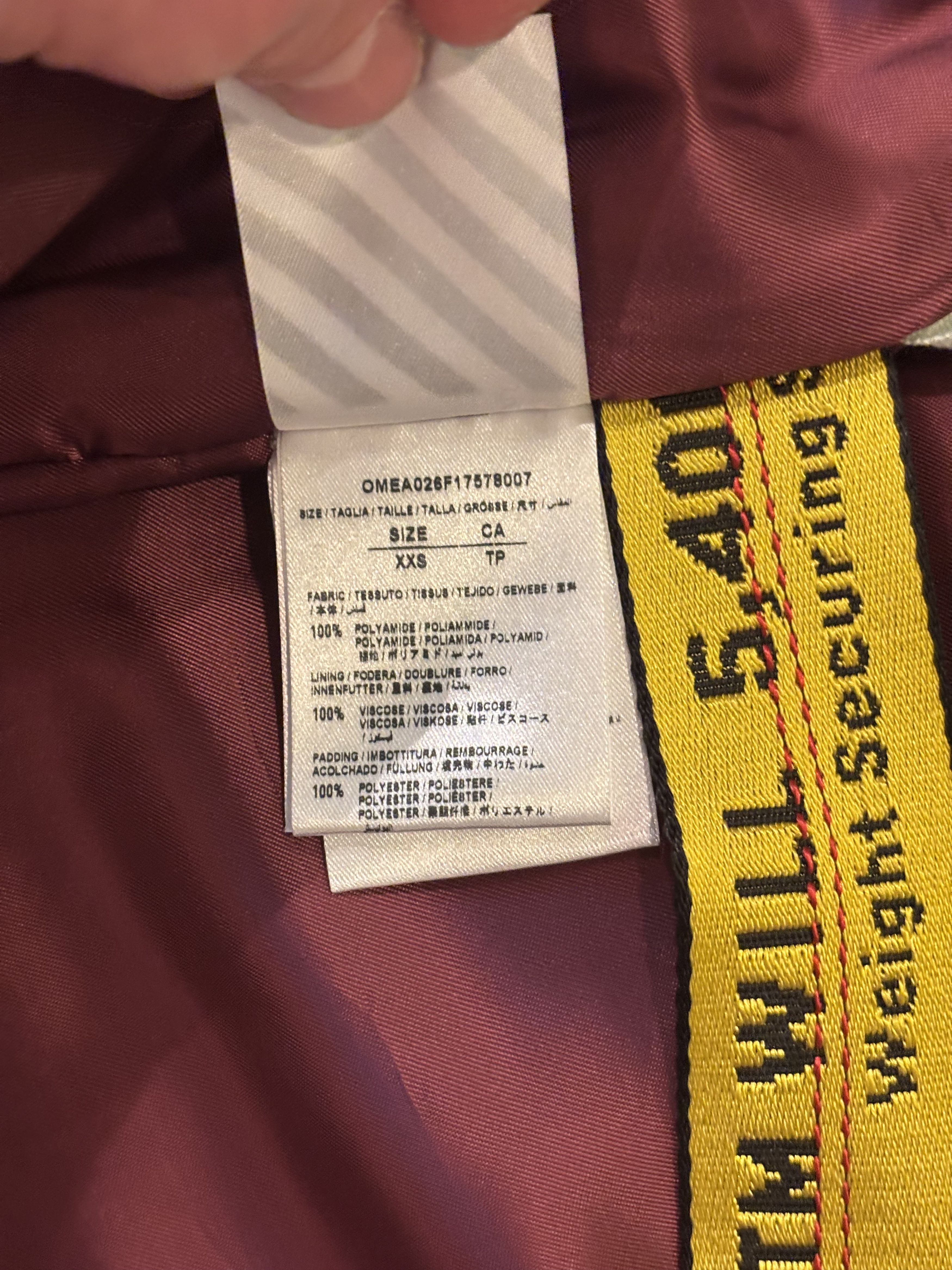 Off-White Veste bombers en nylon bordeaux Off-White en tbe Size US L / EU 52-54 / 3 - 13 Thumbnail