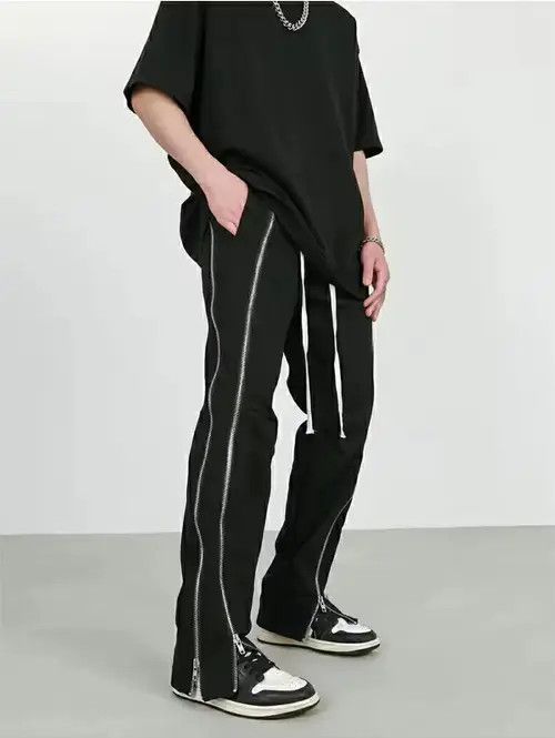 multi zipper flared sports utility pants