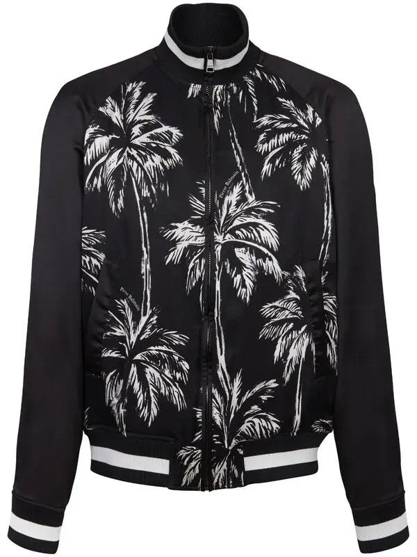 Balmain o1s1wg111025 Palm Tree Print Bomber Jacket in Black Size US M / EU 48-50 / 2 - 1 Thumbnail