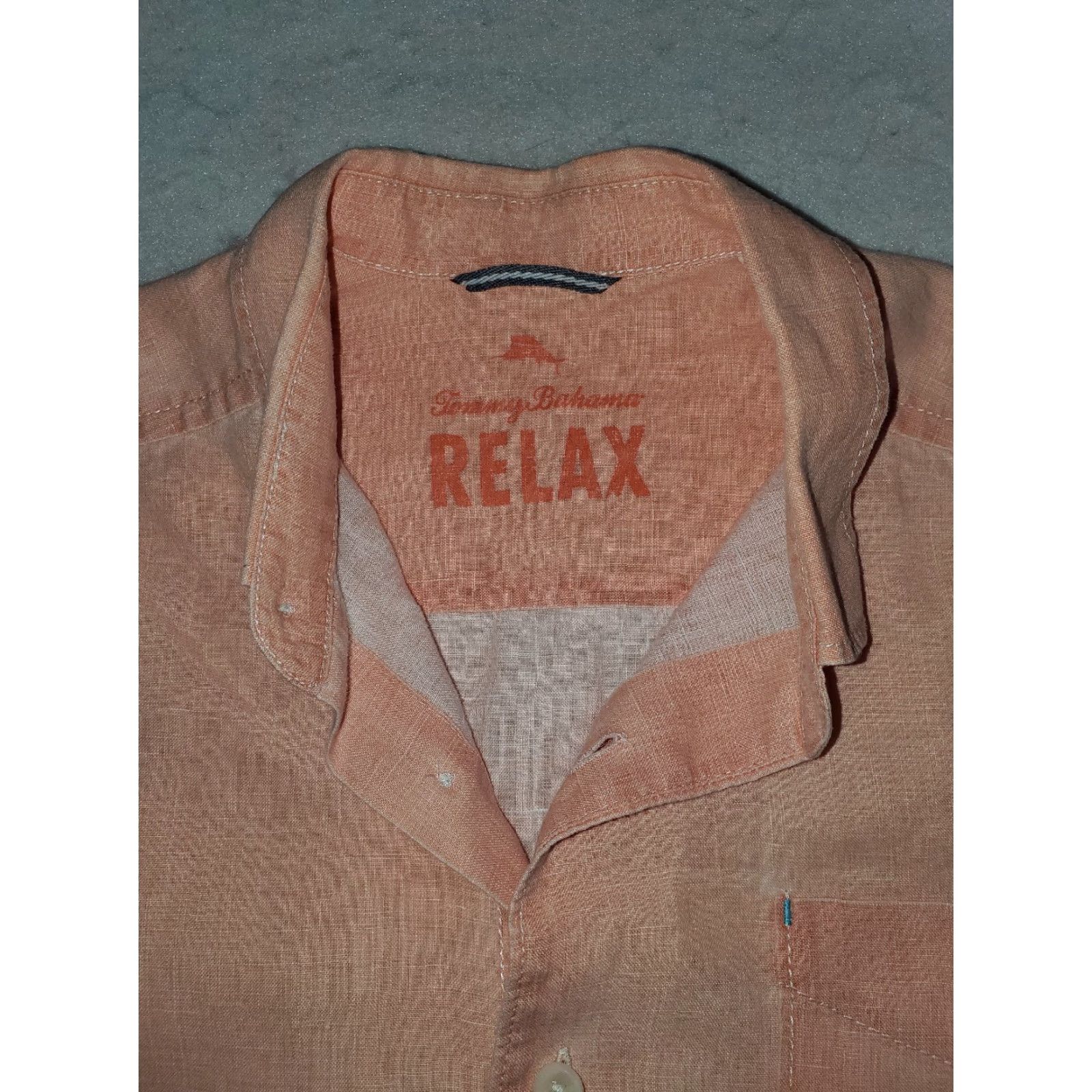 Tommy Bahama Tommy Bahama Signature Relax 100% Linen Button-Up Long Sleeve Shirt Mens Sz S Orange Hawaiian Size US S / EU 44-46 / 1 - 4 Thumbnail
