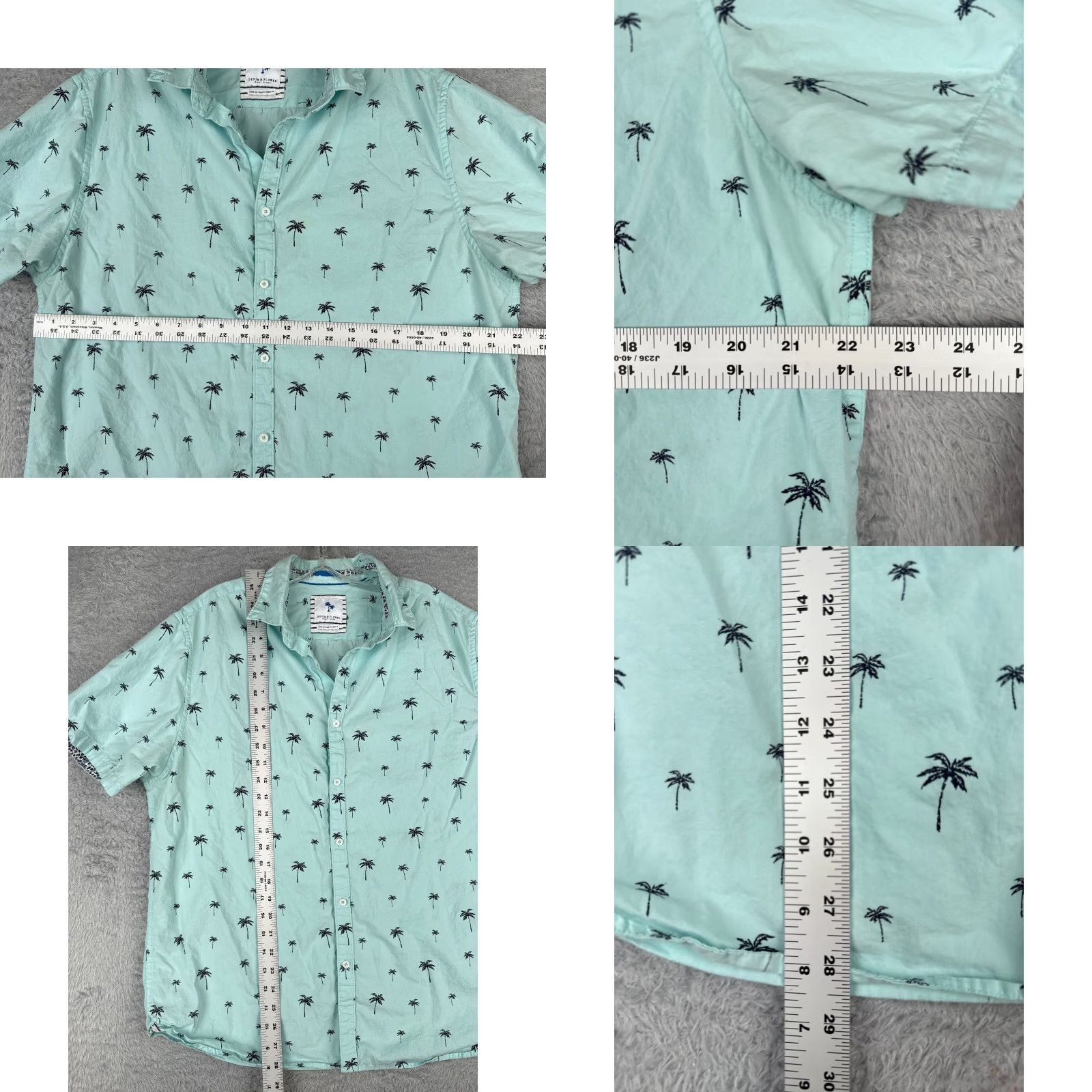 Vintage Denim & Flower Men’s Hawaiian Shirt XL Blue Floral All Over Print Short Sleeve Cotton Summer Casual Size US XL / EU 56 / 4 - 8 Thumbnail