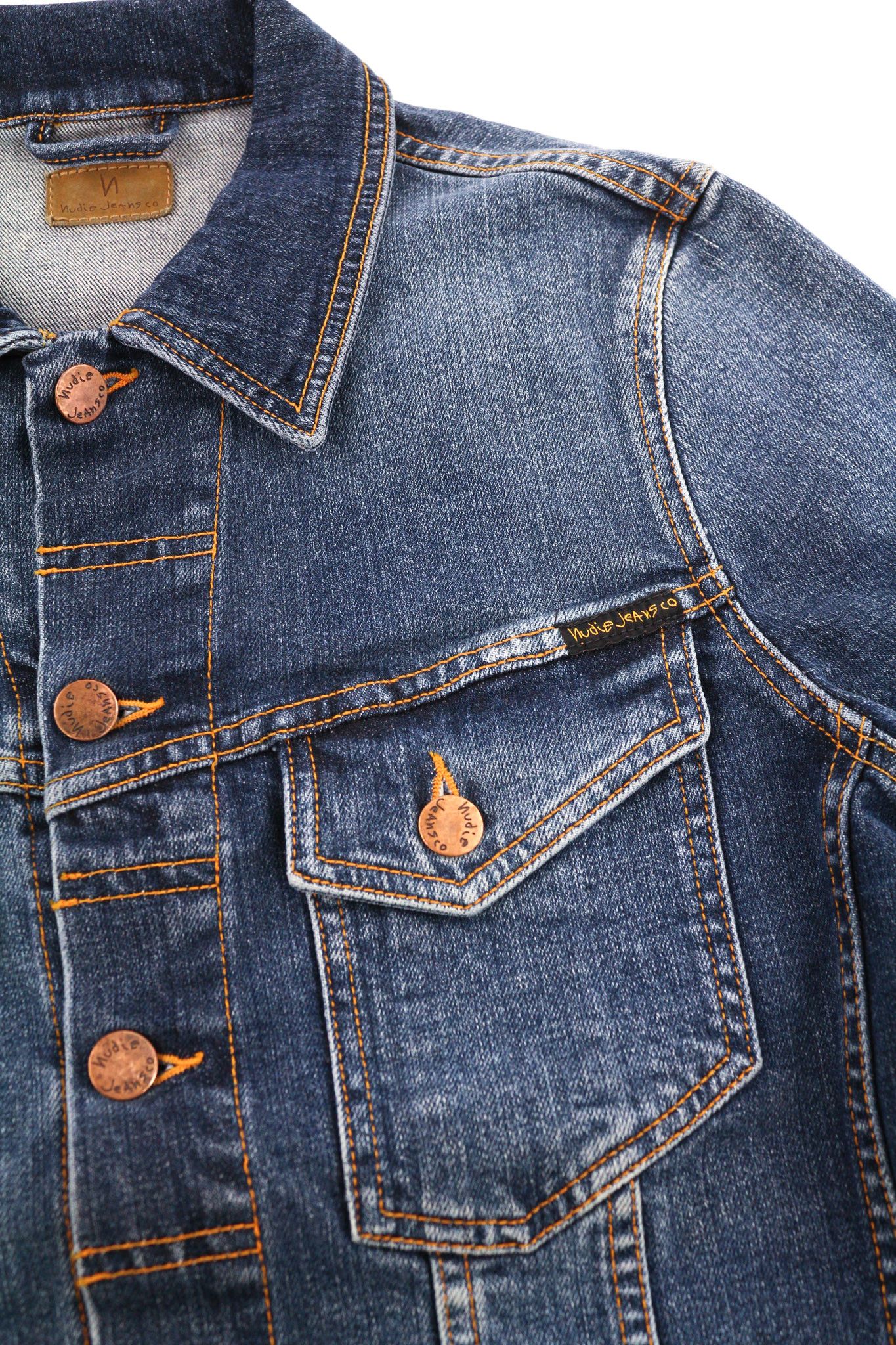 Nudie Jeans PERRY XS Excellent Blue Washed Logo Denim Jacket 81952 Size US XS / EU 42 / 0 - 6 Thumbnail