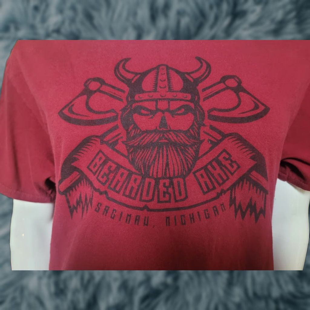 Port & Company Bearded Axe Saginaw T Shirt Large Red Port & Company 100% Cotton Men Crew Neck Short Sleeve Bearded Axe Throwing Logo Bar Restaurant T-Shirt Size US M / EU 48-50 / 2 - 1 Thumbnail