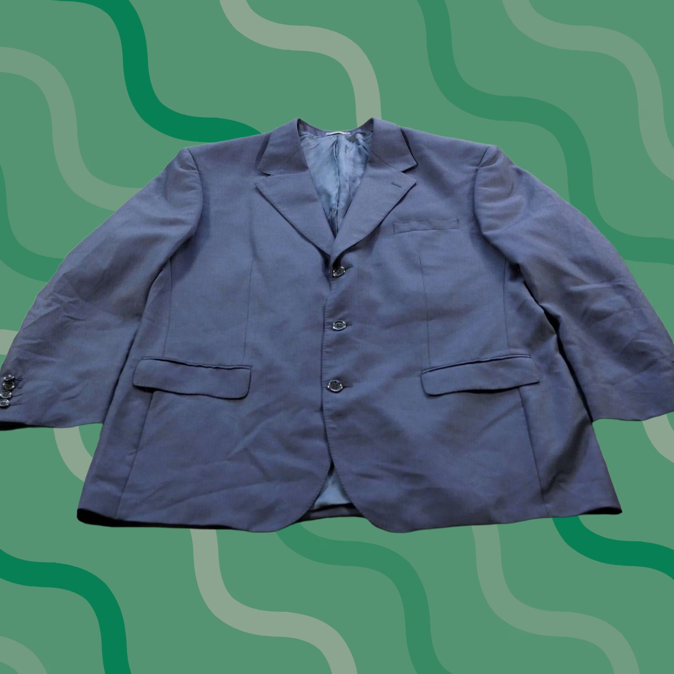 Vintage Caracciolo Blazer Mens 44 Blue Loro Piana Super 100 Fit Wool Blue Buttons Size 44R - 1 Thumbnail