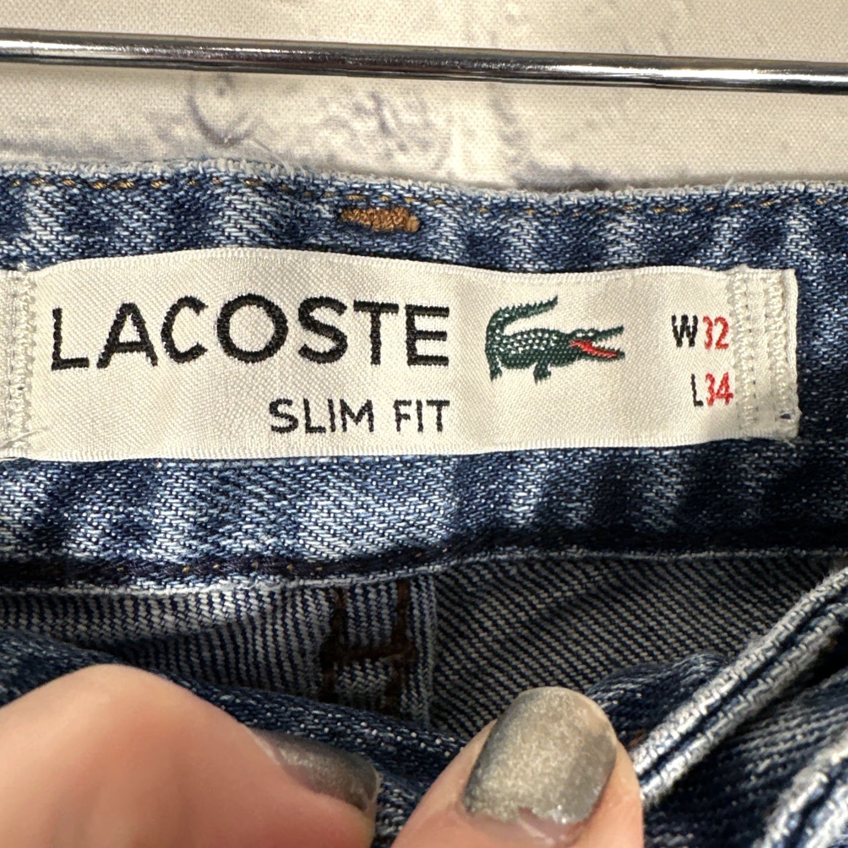 Lacoste Lacoste Jeans Slim Fit Straight Zip Fly 29 Blue Mens Regular Modern 5-Pocket Denim Crest Logo Vintage No Size US 29 - 3 Thumbnail