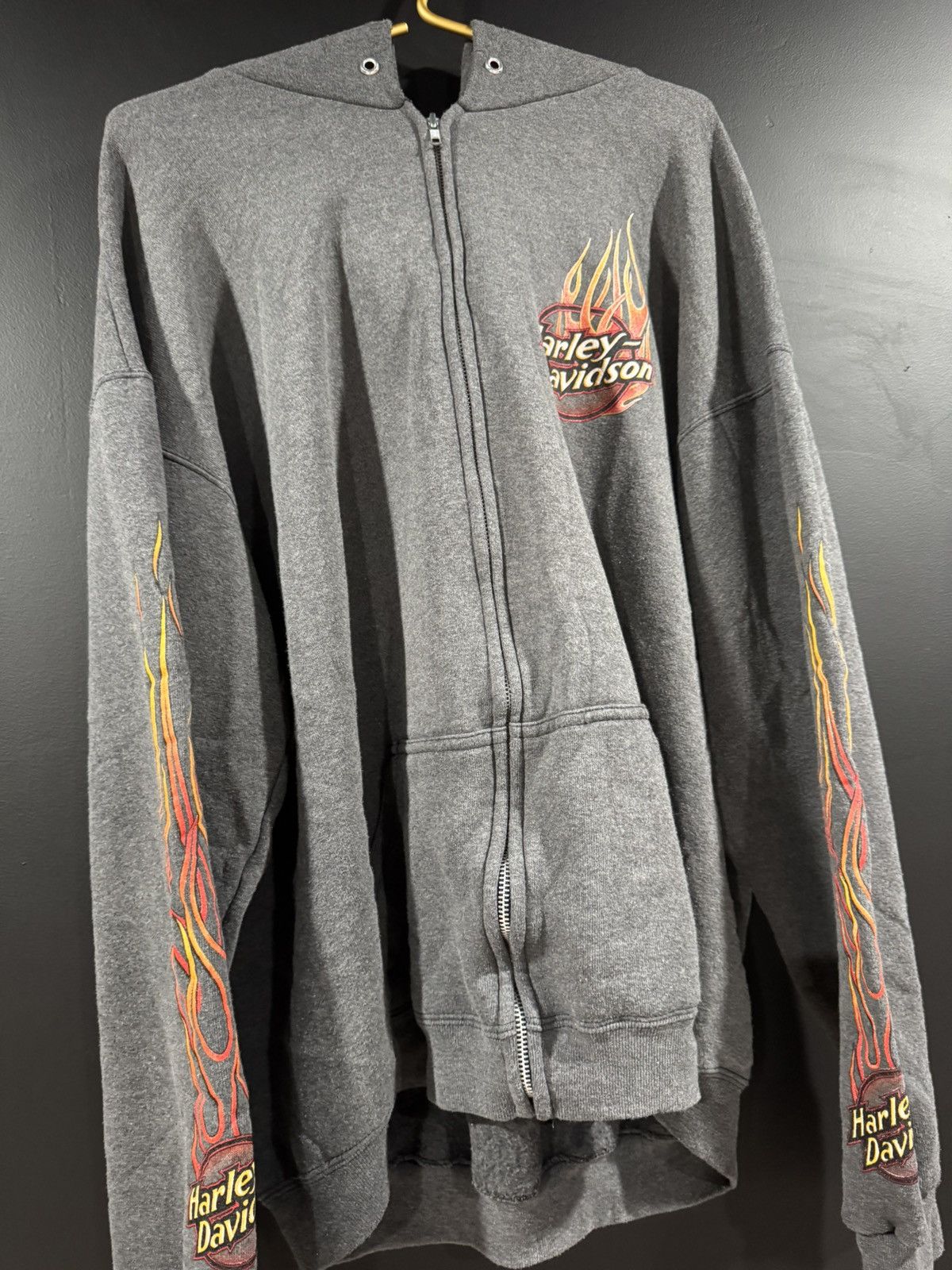 Harley Davidson 90s / 00s Y2K Vintage Harley Davidson Flame Faded Hoodie XXL Size US XXL / EU 58 / 5 - 3 Thumbnail