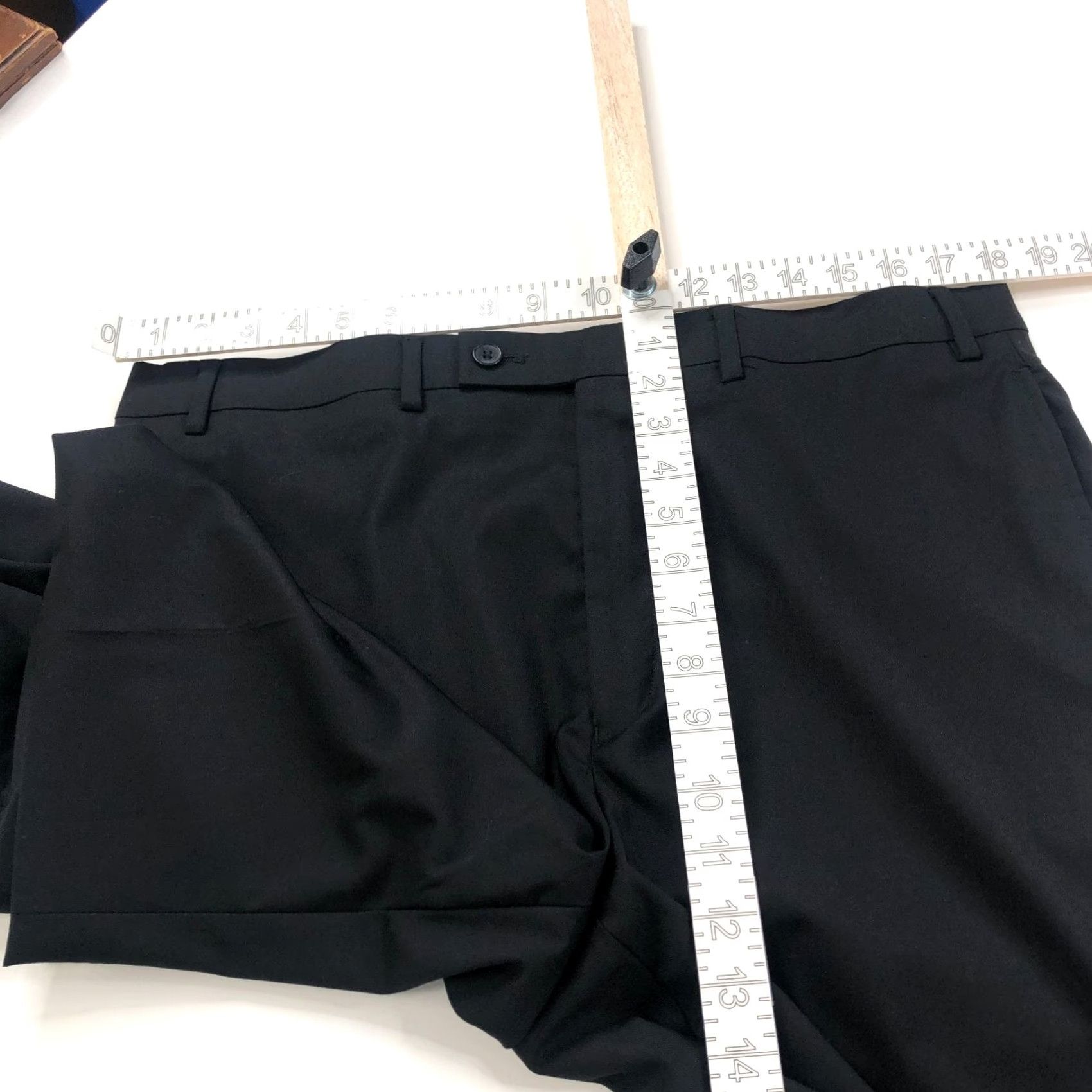 Calvin Klein Calvin Klein Mens Flat Front Dress Pants Black 36W 34L Polyester Rayon Spandex Straight Front Zip Pockets Button Casual Formal Workwear N/A Size US 36 / EU 52 - 5 Thumbnail