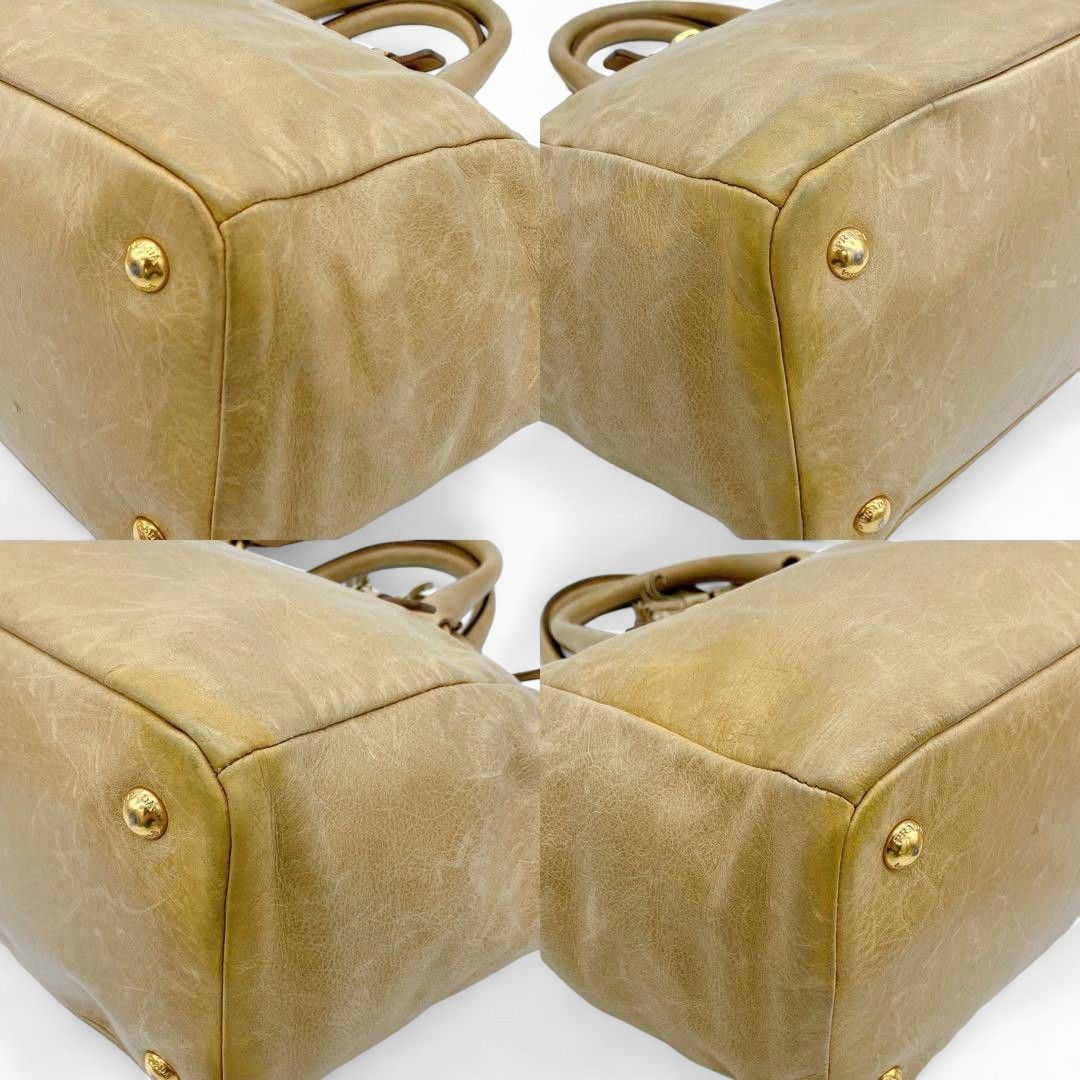 Prada Prada - Beige Leather Shoulder Bag 2Way Handbag Size ONE SIZE - 5 Thumbnail