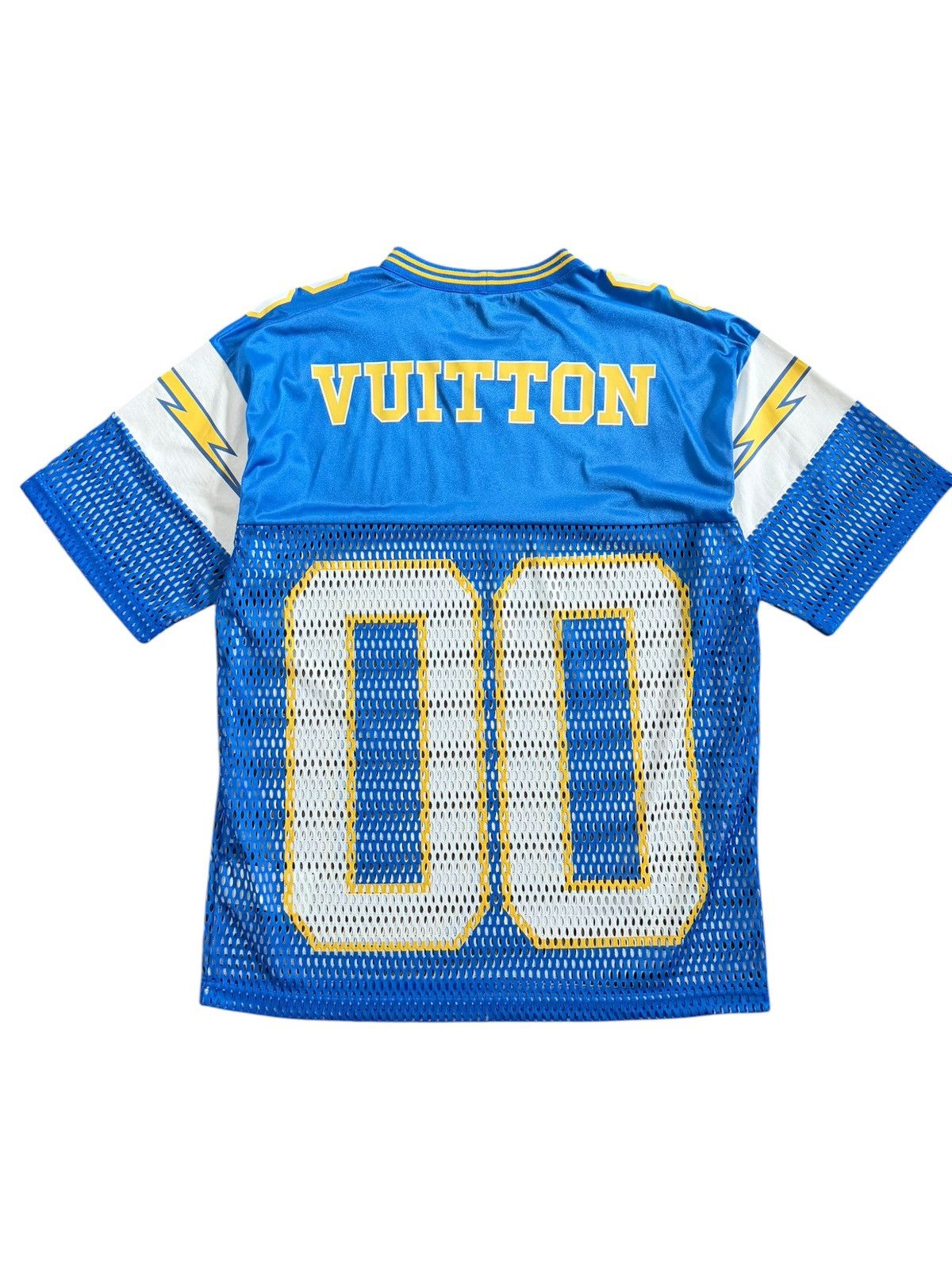 Louis Vuitton Louis Vuitton Blue Yellow Mesh Chargers Jersey Size US M / EU 48-50 / 2 - 2 Thumbnail