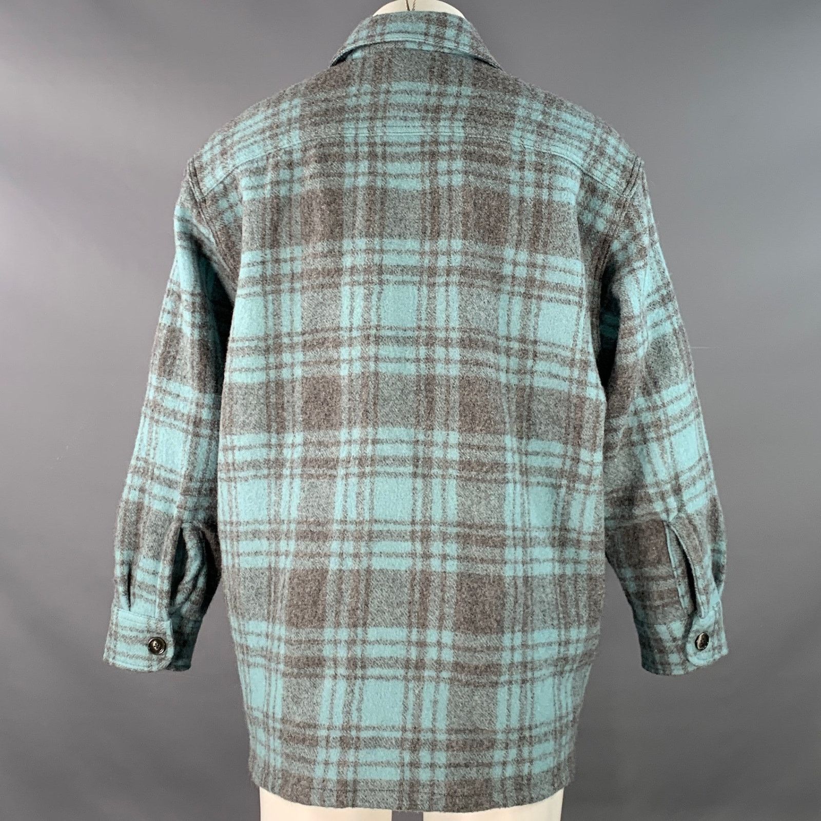 AMI Size XS Blue Grey Plaid Oversized Shirt Jacket Size US XS / EU 42 / 0 - 3 Thumbnail