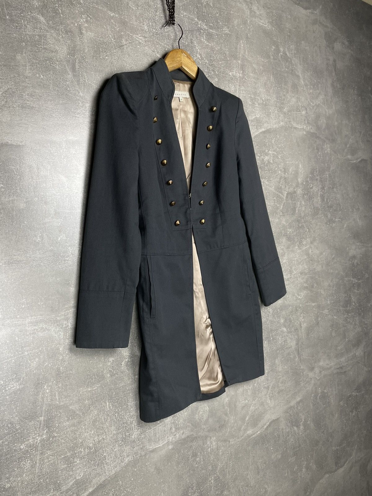 Sandro Sandro Blue Cotton Colarless Blazer Cape Coat Jacket Size XS / US 0-2 / IT 36-38 - 2 Thumbnail