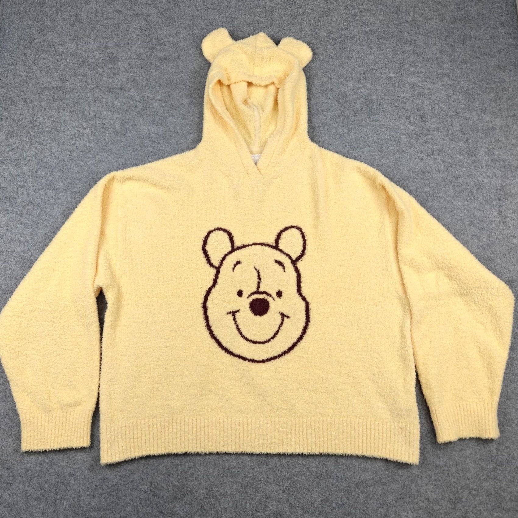 Disney Disney Sweater Womens XL Yellow Winnie the Pooh Hooded Fuzzy Knit Pullover Sportswear Pullover Size XL / US 12-14 / IT 48-50 - 2 Thumbnail