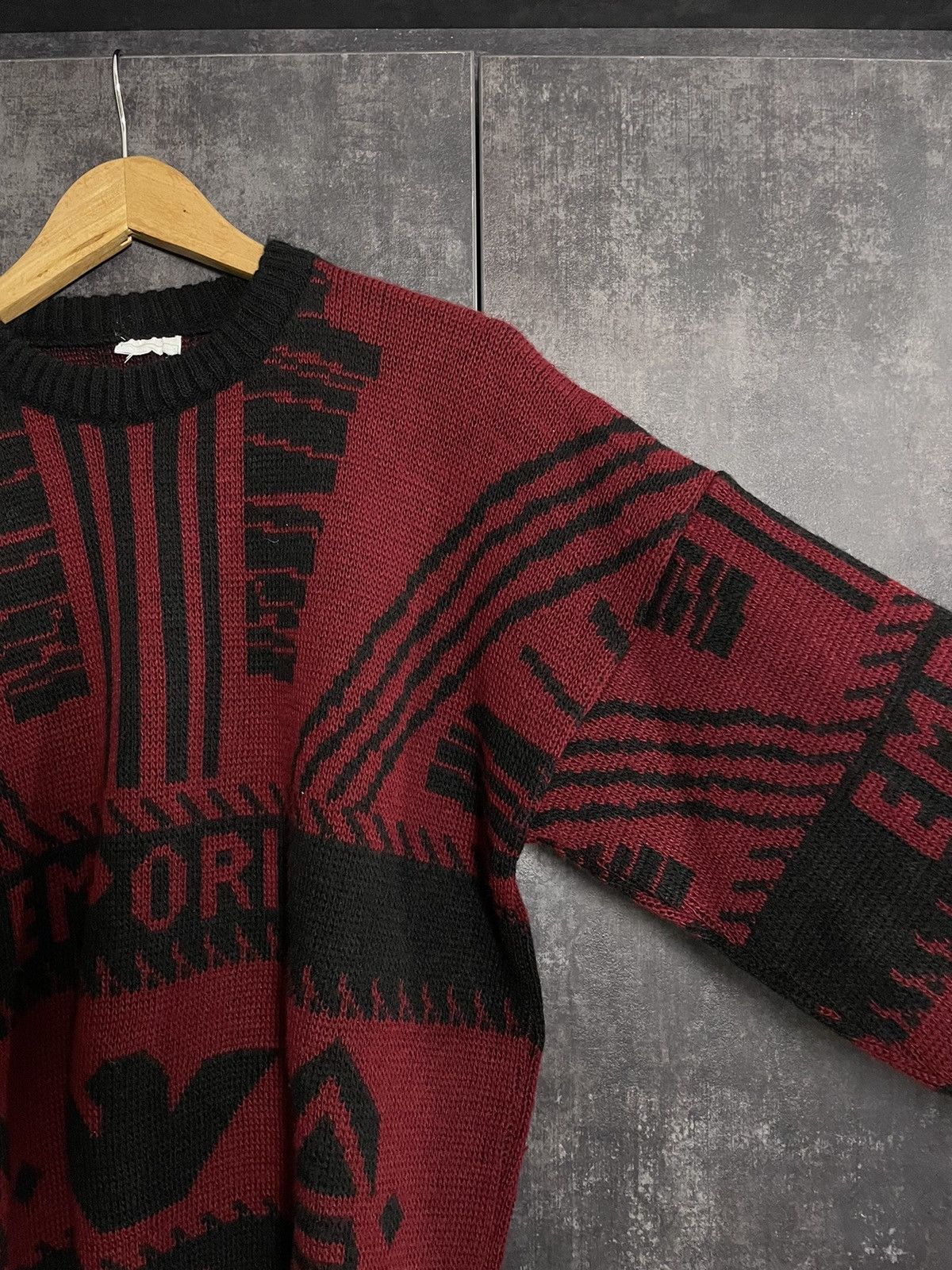 Emporio Armani Vintage 80s Aztec Emporio Armani Knit Sweater Hedi YSL RRL Size US L / EU 52-54 / 3 - 8 Thumbnail