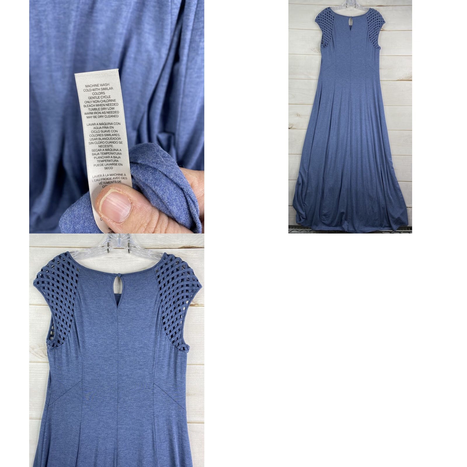 Vintage Chicos Dress Women XS-XL Blue Short Sleeve Cut Out Hi-Low Maxi Shirt? Size 32" / US 10 / IT 46 - 8 Thumbnail
